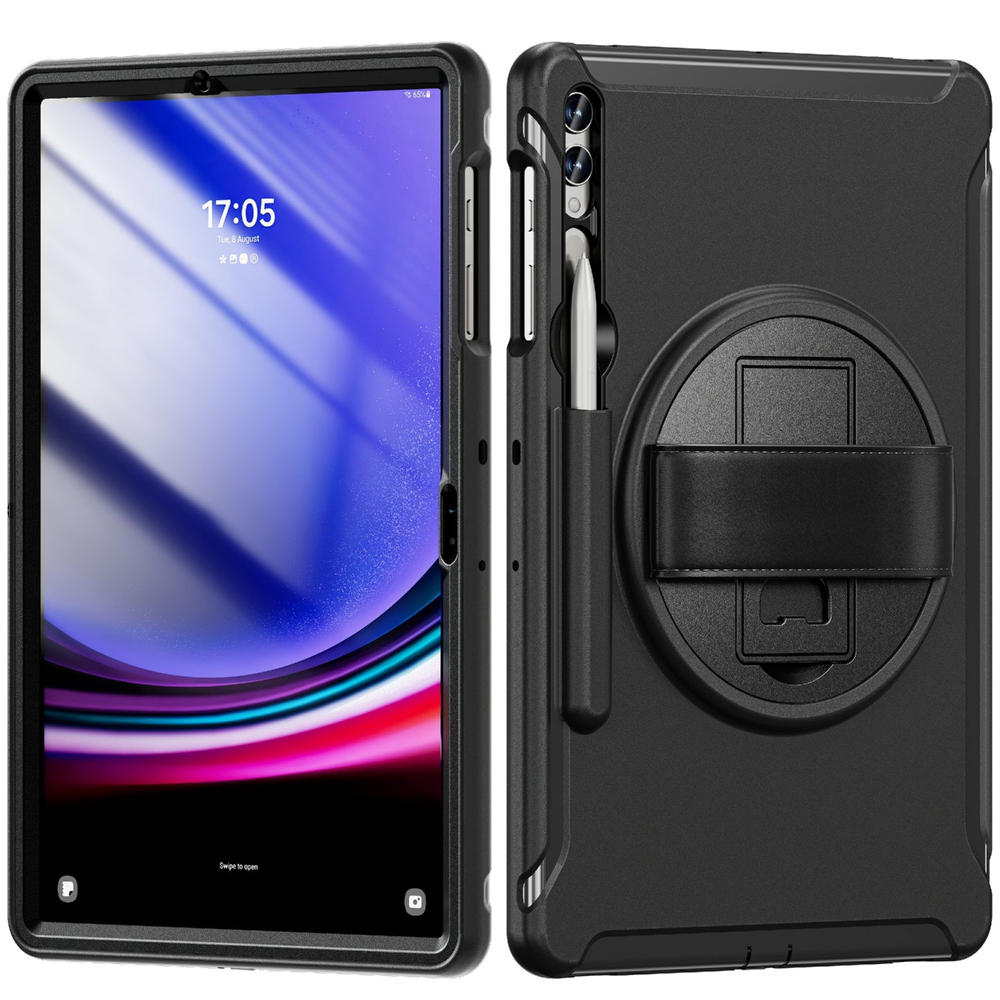 For Samsung Galaxy Tab S9 FE+ / S7+ T970 / Tab S7 FE T730 / Tab S8+ X800 / Tab S9+ X810 Case Pen Holder PC+TPU Tablet Kickstand Cover