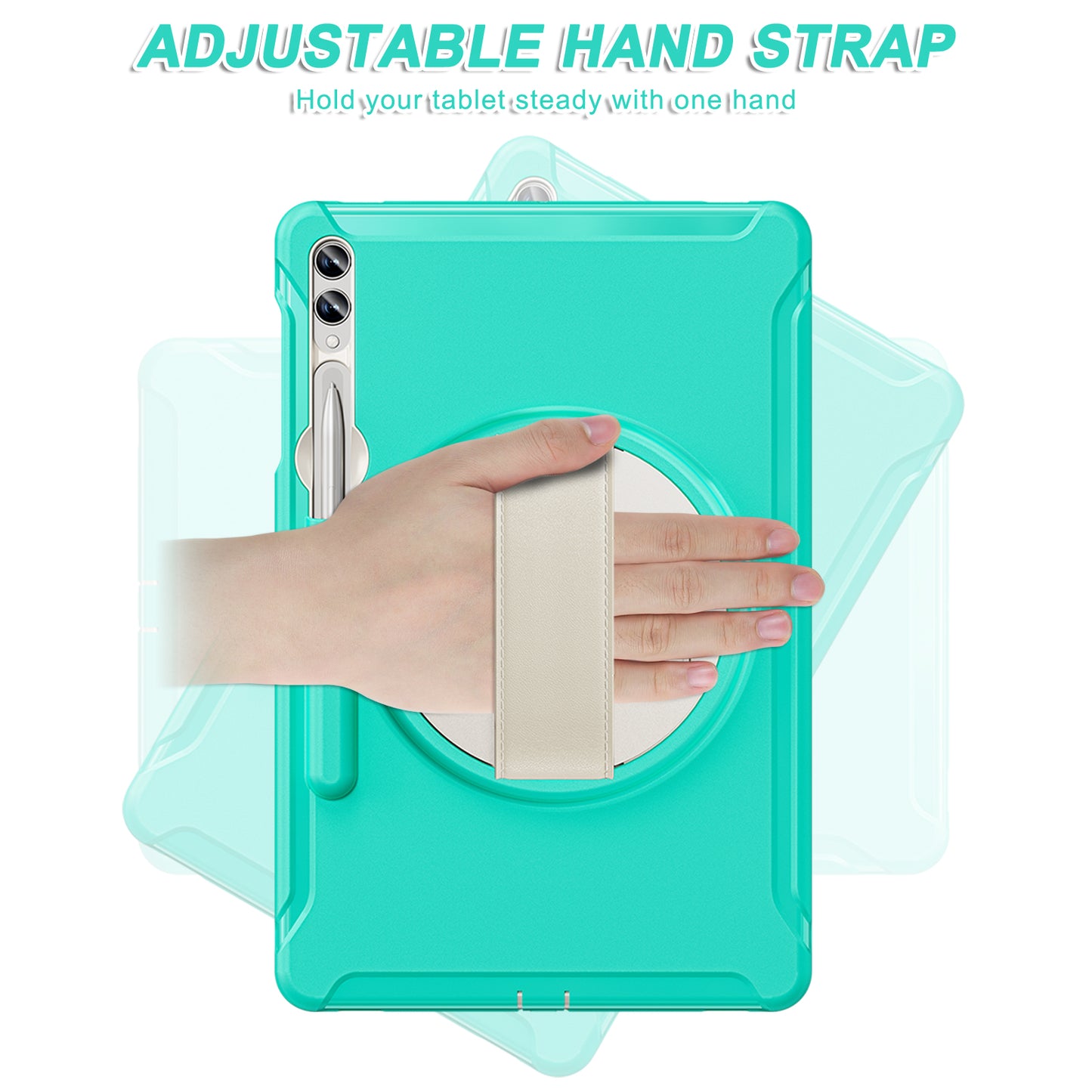 For Samsung Galaxy Tab S9 FE+ / S7+ T970 / Tab S7 FE T730 / Tab S8+ X800 / Tab S9+ X810 Case Pen Holder PC+TPU Tablet Kickstand Cover