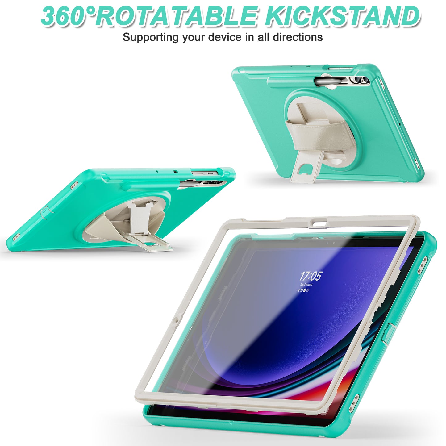 For Samsung Galaxy Tab S9 FE+ / S7+ T970 / Tab S7 FE T730 / Tab S8+ X800 / Tab S9+ X810 Case Pen Holder PC+TPU Tablet Kickstand Cover
