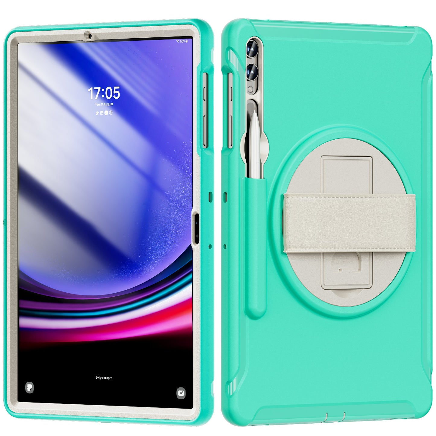 For Samsung Galaxy Tab S9 FE+ / S7+ T970 / Tab S7 FE T730 / Tab S8+ X800 / Tab S9+ X810 Case Pen Holder PC+TPU Tablet Kickstand Cover