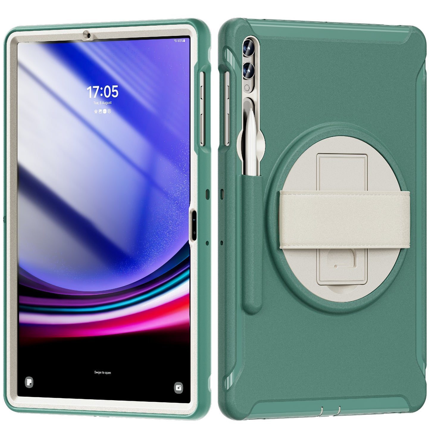 For Samsung Galaxy Tab S9 FE+ / S7+ T970 / Tab S7 FE T730 / Tab S8+ X800 / Tab S9+ X810 Case Pen Holder PC+TPU Tablet Kickstand Cover