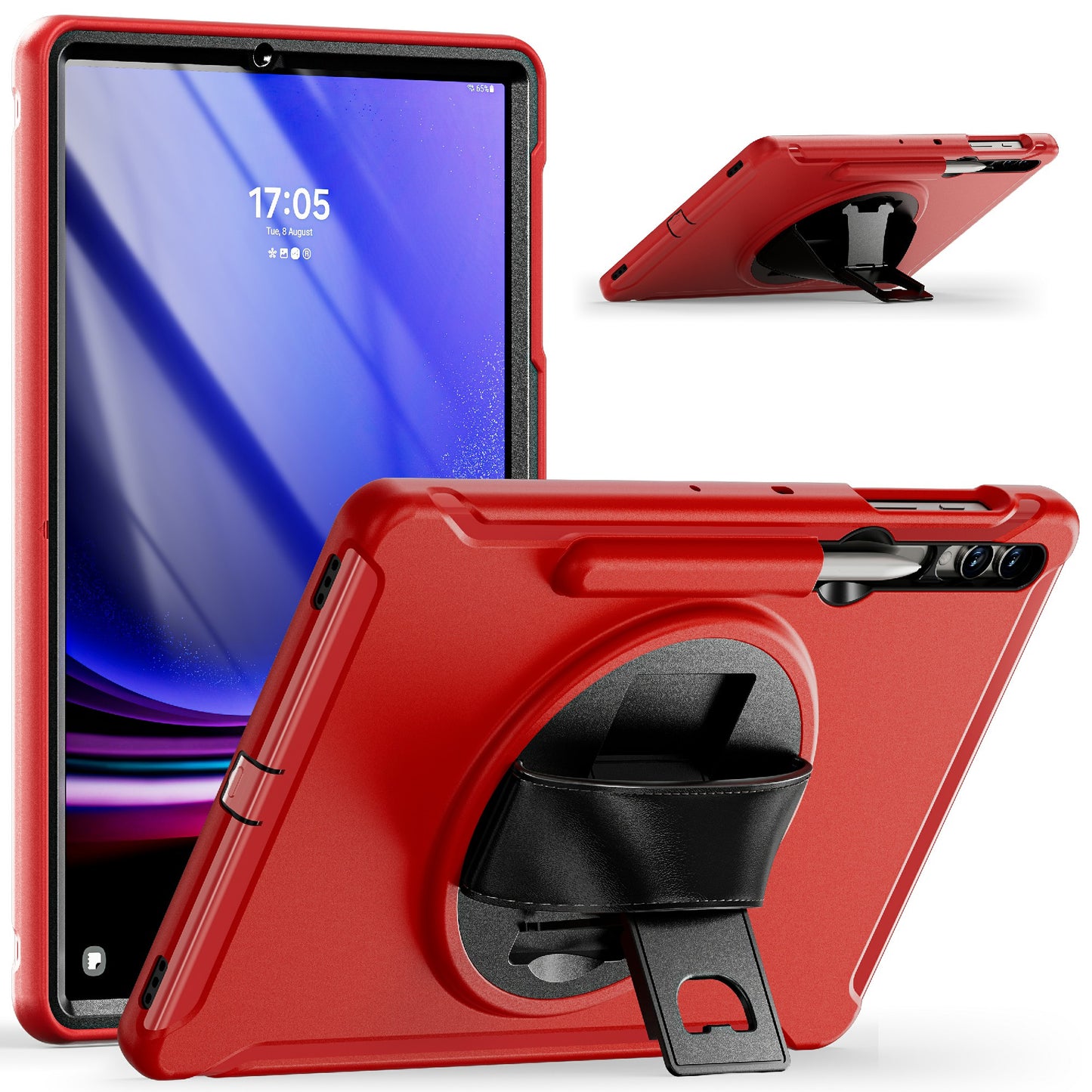For Samsung Galaxy Tab S9 FE+ / S7+ T970 / Tab S7 FE T730 / Tab S8+ X800 / Tab S9+ X810 Case Pen Holder PC+TPU Tablet Kickstand Cover