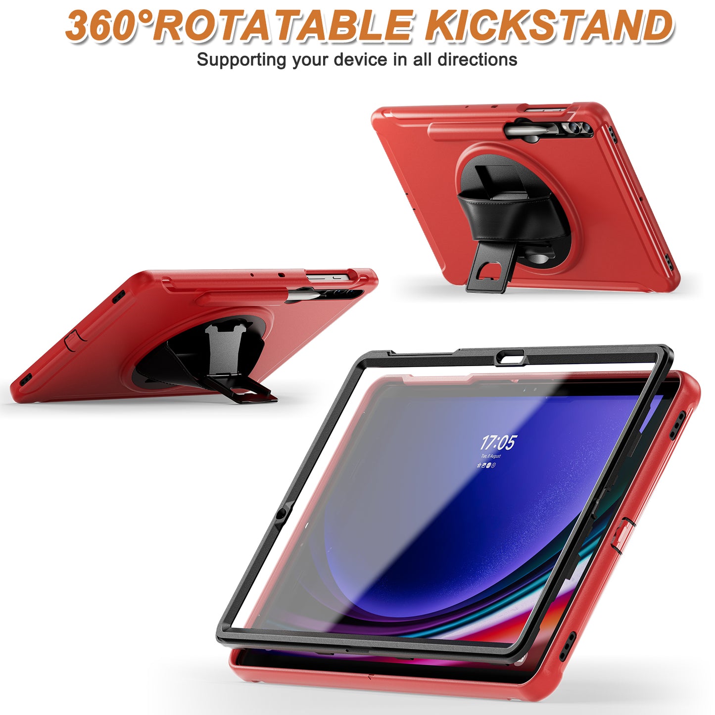 For Samsung Galaxy Tab S9 FE+ / S7+ T970 / Tab S7 FE T730 / Tab S8+ X800 / Tab S9+ X810 Case Pen Holder PC+TPU Tablet Kickstand Cover