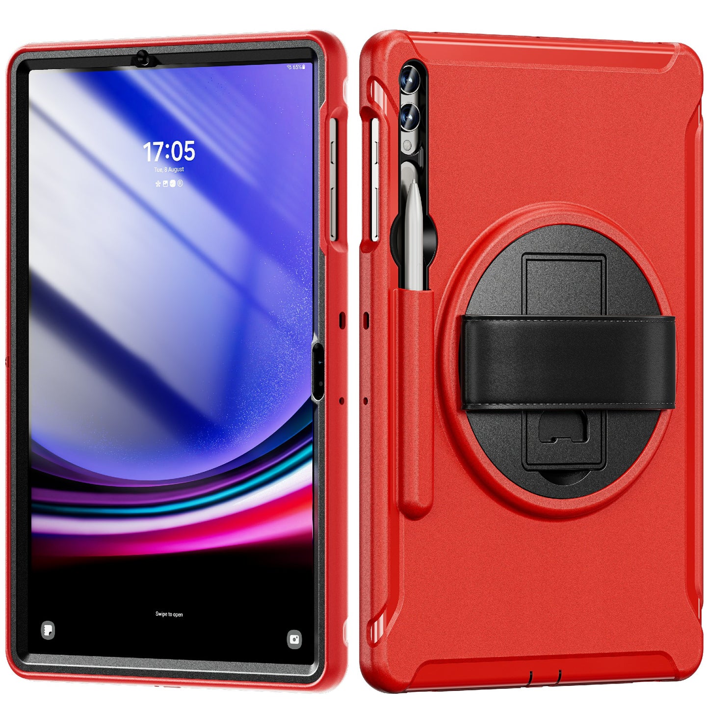 For Samsung Galaxy Tab S9 FE+ / S7+ T970 / Tab S7 FE T730 / Tab S8+ X800 / Tab S9+ X810 Case Pen Holder PC+TPU Tablet Kickstand Cover