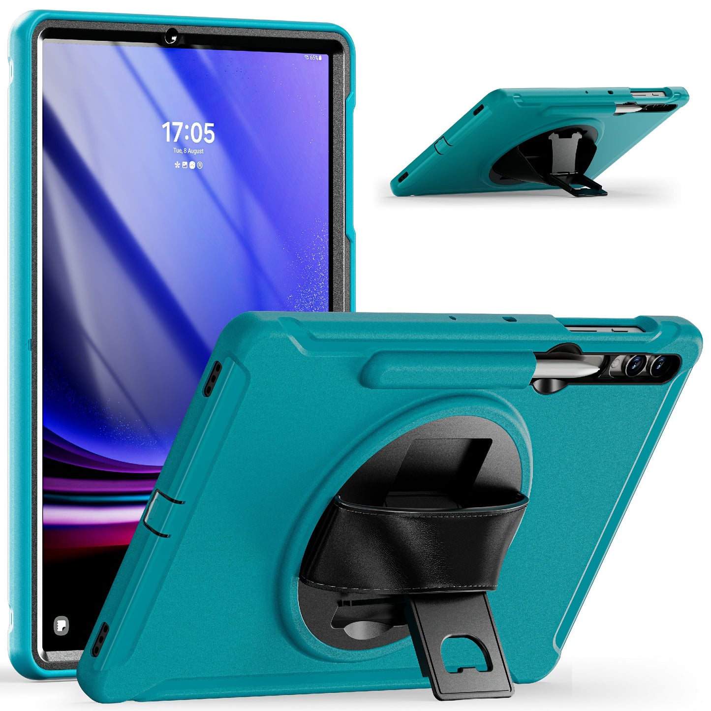 For Samsung Galaxy Tab S9 FE+ / S7+ T970 / Tab S7 FE T730 / Tab S8+ X800 / Tab S9+ X810 Case Pen Holder PC+TPU Tablet Kickstand Cover