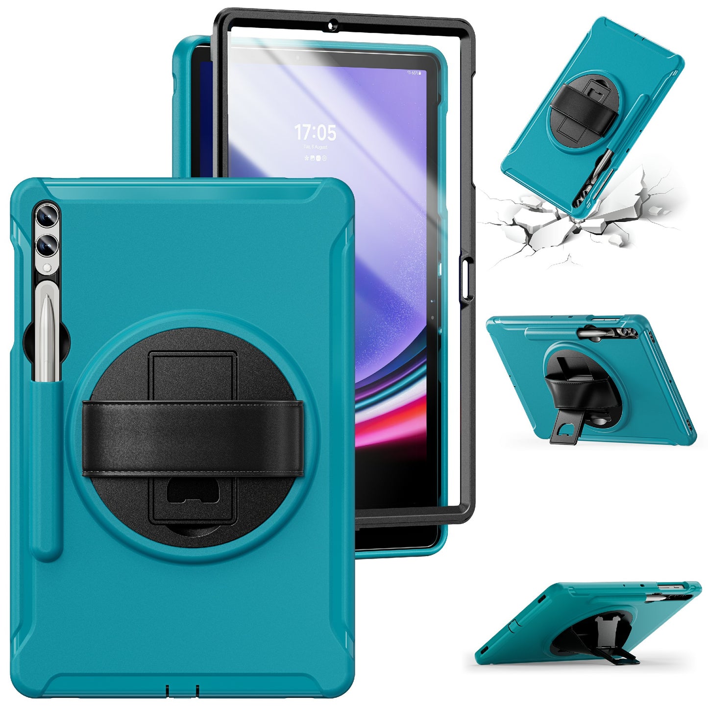 For Samsung Galaxy Tab S9 FE+ / S7+ T970 / Tab S7 FE T730 / Tab S8+ X800 / Tab S9+ X810 Case Pen Holder PC+TPU Tablet Kickstand Cover