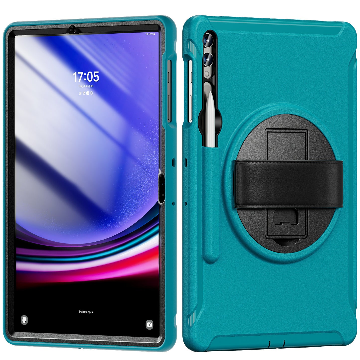 For Samsung Galaxy Tab S9 FE+ / S7+ T970 / Tab S7 FE T730 / Tab S8+ X800 / Tab S9+ X810 Case Pen Holder PC+TPU Tablet Kickstand Cover