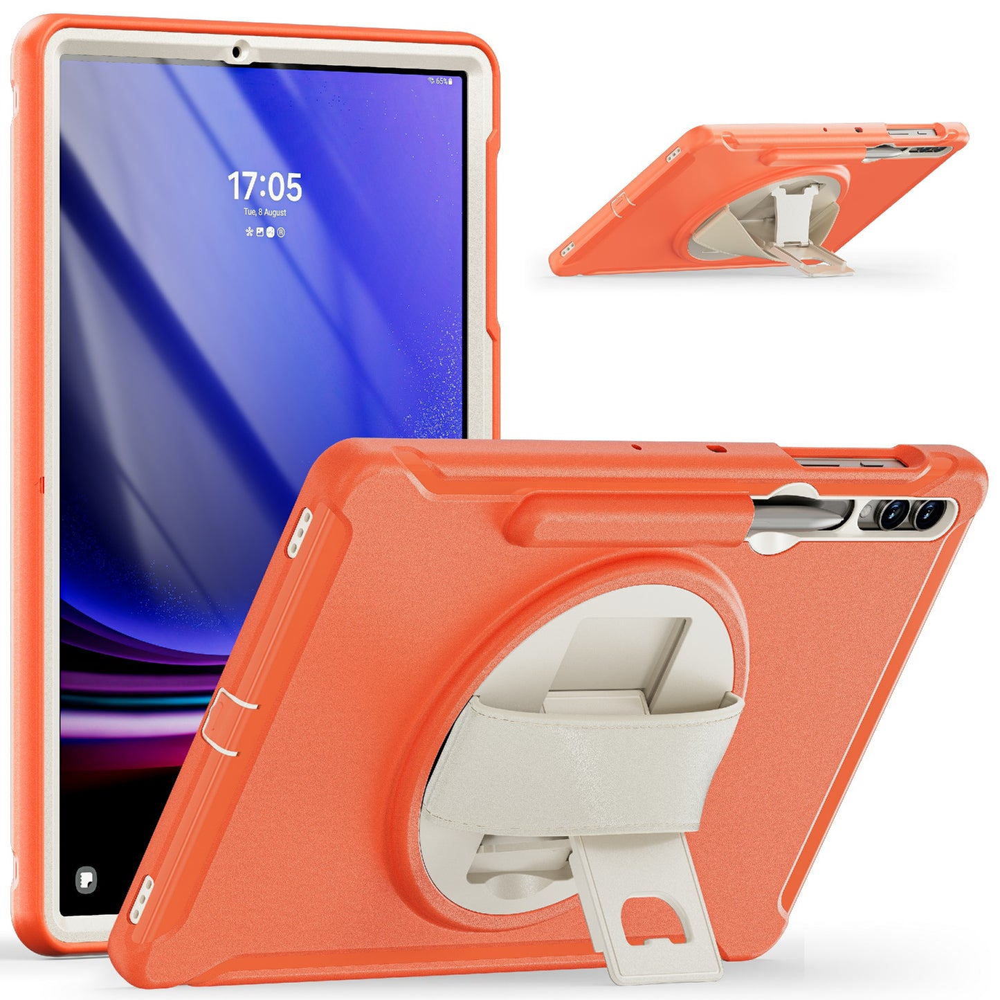 For Samsung Galaxy Tab S9 FE+ / S7+ T970 / Tab S7 FE T730 / Tab S8+ X800 / Tab S9+ X810 Case Pen Holder PC+TPU Tablet Kickstand Cover