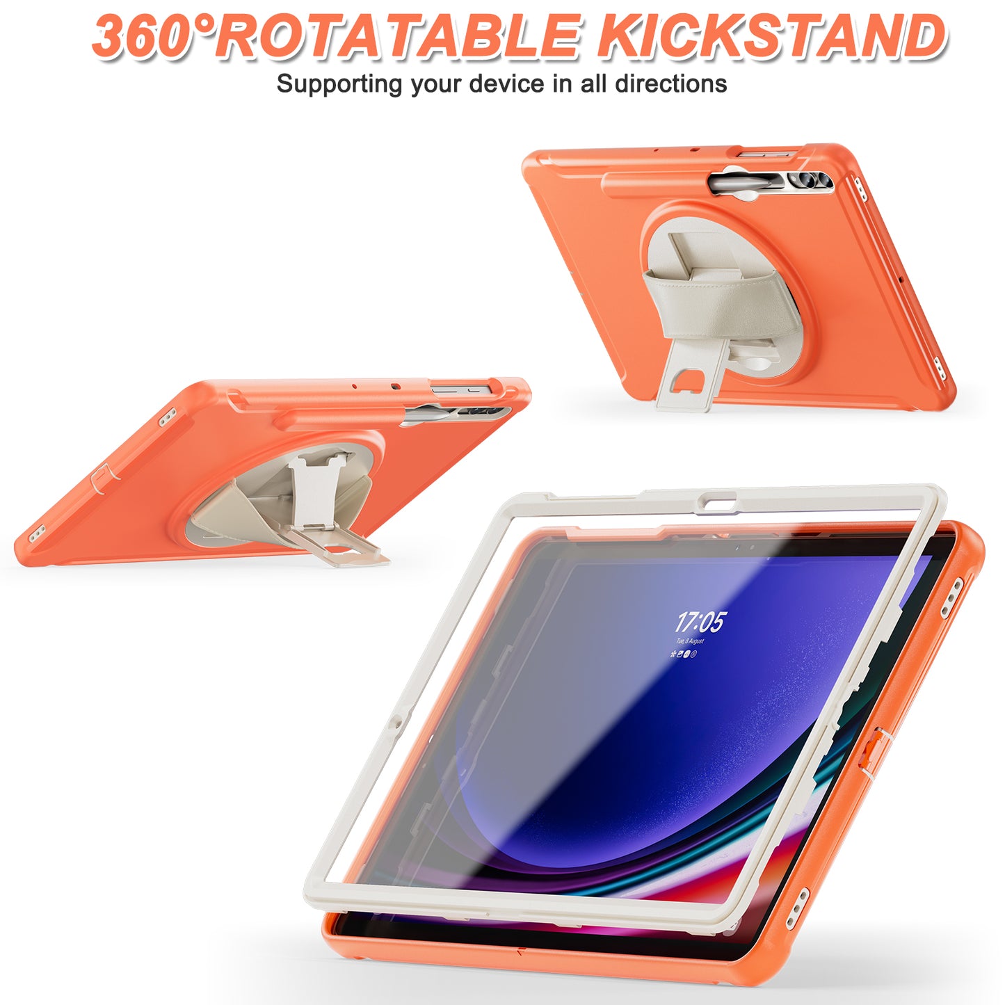 For Samsung Galaxy Tab S9 FE+ / S7+ T970 / Tab S7 FE T730 / Tab S8+ X800 / Tab S9+ X810 Case Pen Holder PC+TPU Tablet Kickstand Cover