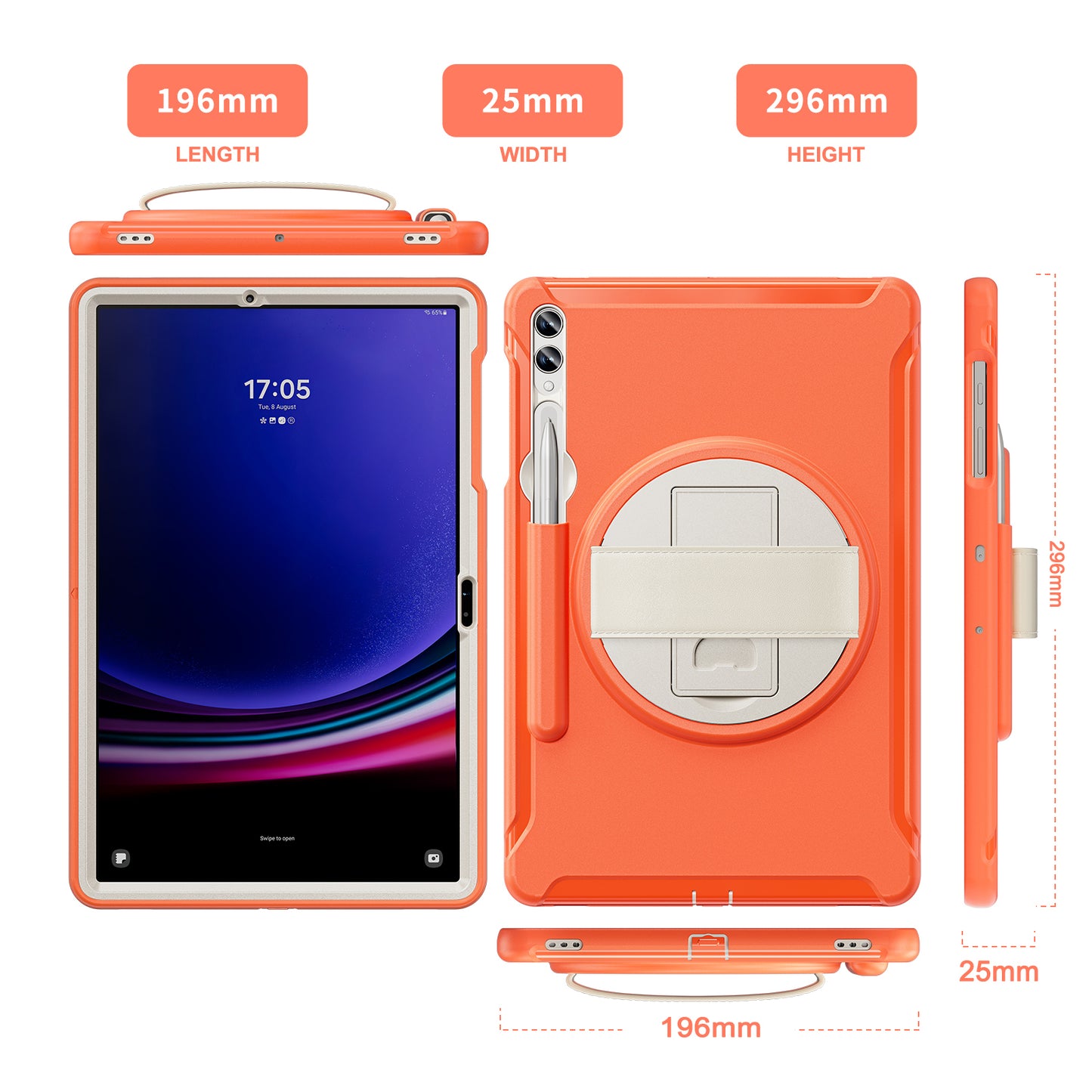 For Samsung Galaxy Tab S9 FE+ / S7+ T970 / Tab S7 FE T730 / Tab S8+ X800 / Tab S9+ X810 Case Pen Holder PC+TPU Tablet Kickstand Cover