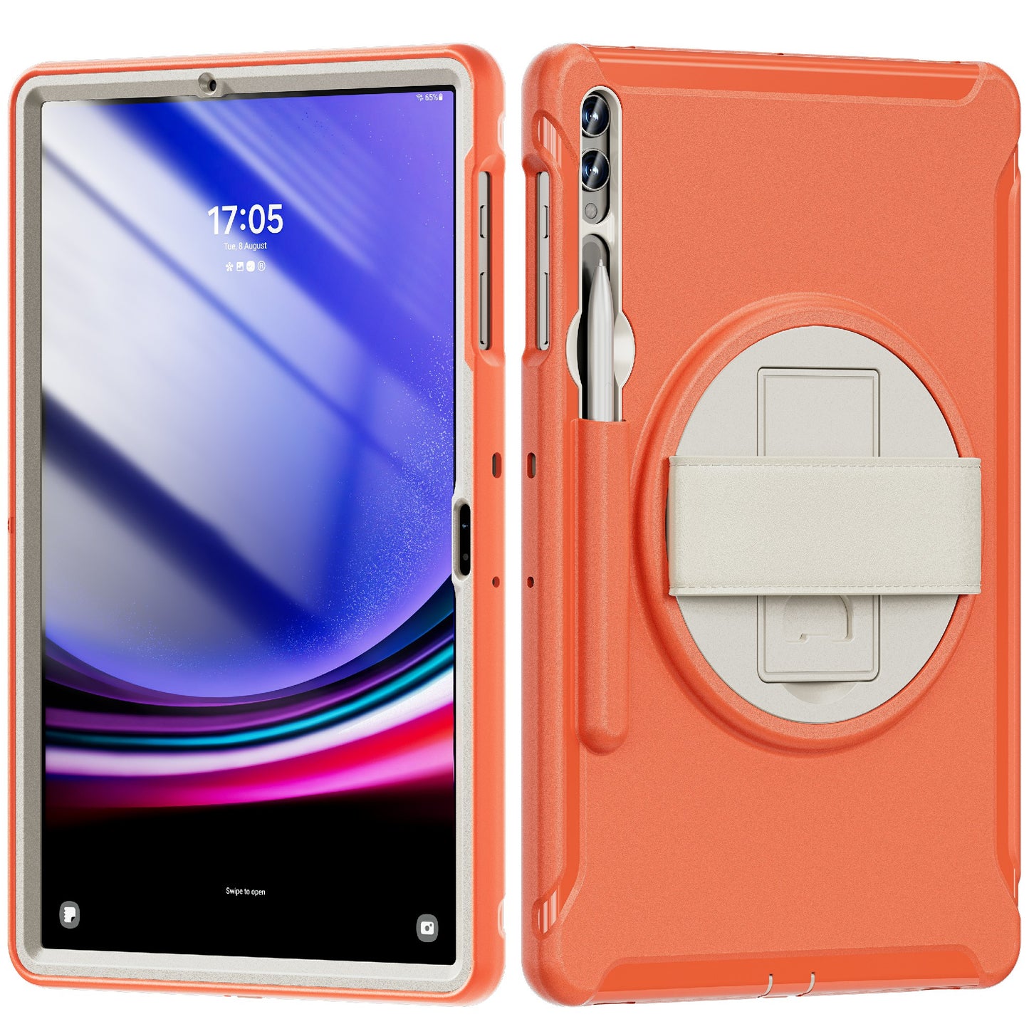 For Samsung Galaxy Tab S9 FE+ / S7+ T970 / Tab S7 FE T730 / Tab S8+ X800 / Tab S9+ X810 Case Pen Holder PC+TPU Tablet Kickstand Cover