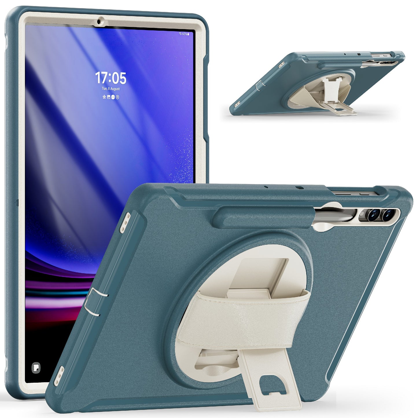 For Samsung Galaxy Tab S9 FE+ / S7+ T970 / Tab S7 FE T730 / Tab S8+ X800 / Tab S9+ X810 Case Pen Holder PC+TPU Tablet Kickstand Cover