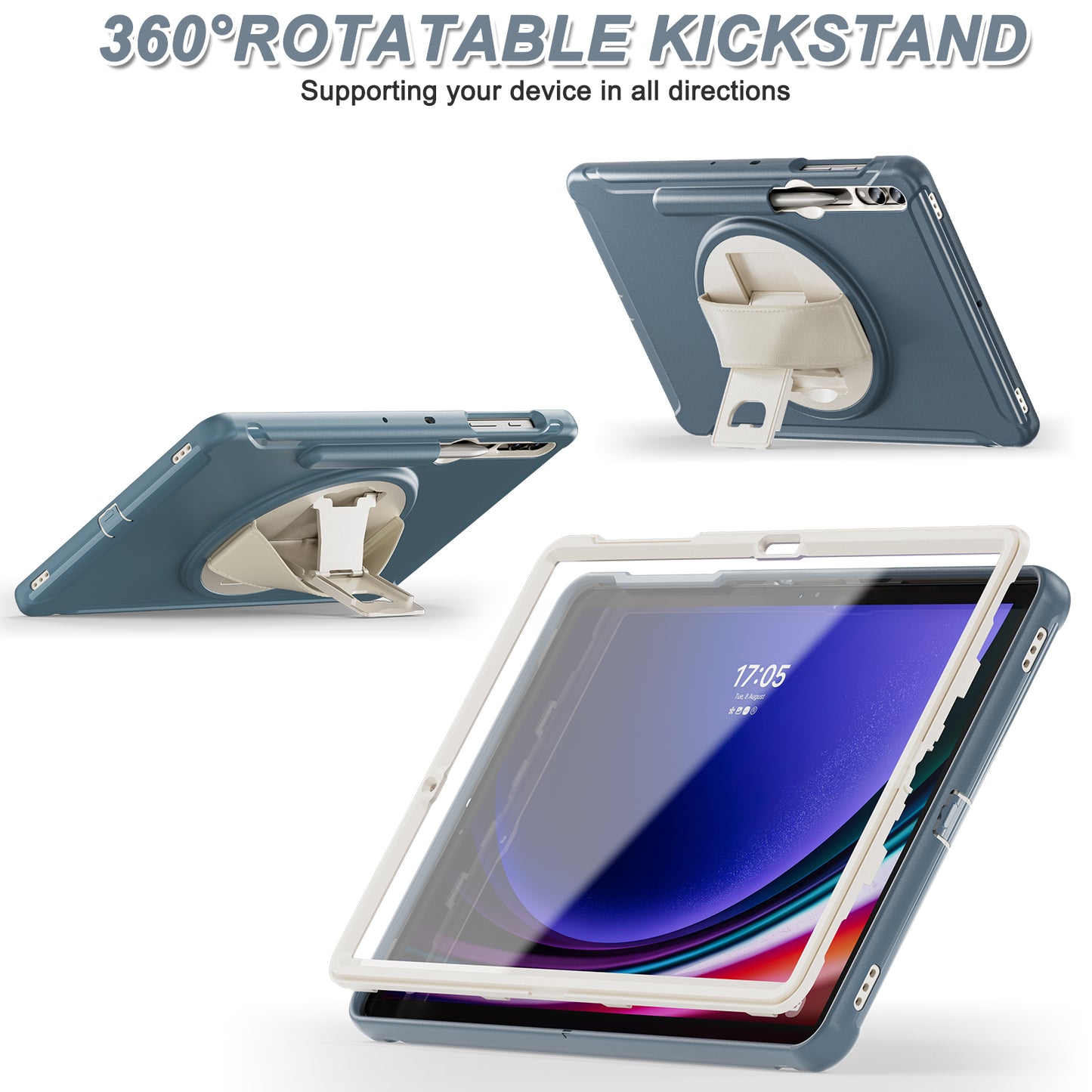 For Samsung Galaxy Tab S9 FE+ / S7+ T970 / Tab S7 FE T730 / Tab S8+ X800 / Tab S9+ X810 Case Pen Holder PC+TPU Tablet Kickstand Cover