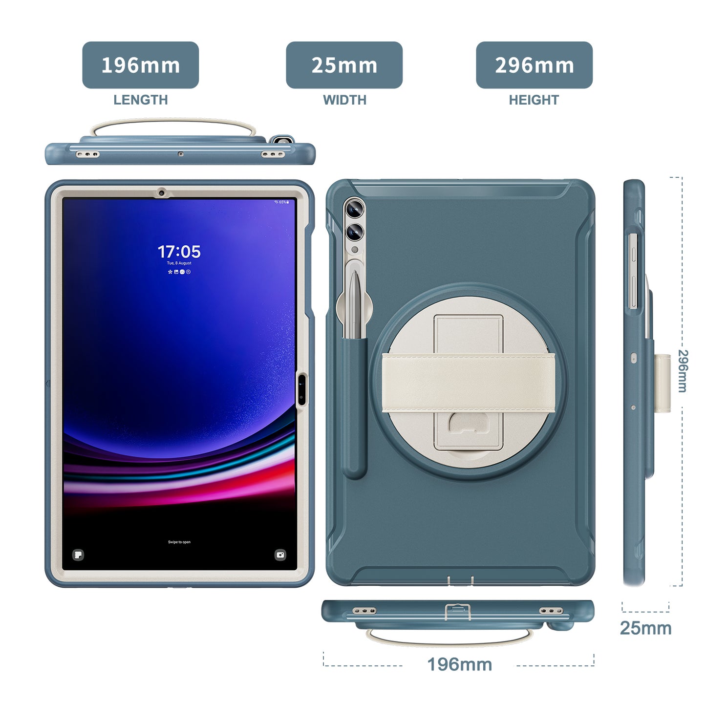 For Samsung Galaxy Tab S9 FE+ / S7+ T970 / Tab S7 FE T730 / Tab S8+ X800 / Tab S9+ X810 Case Pen Holder PC+TPU Tablet Kickstand Cover
