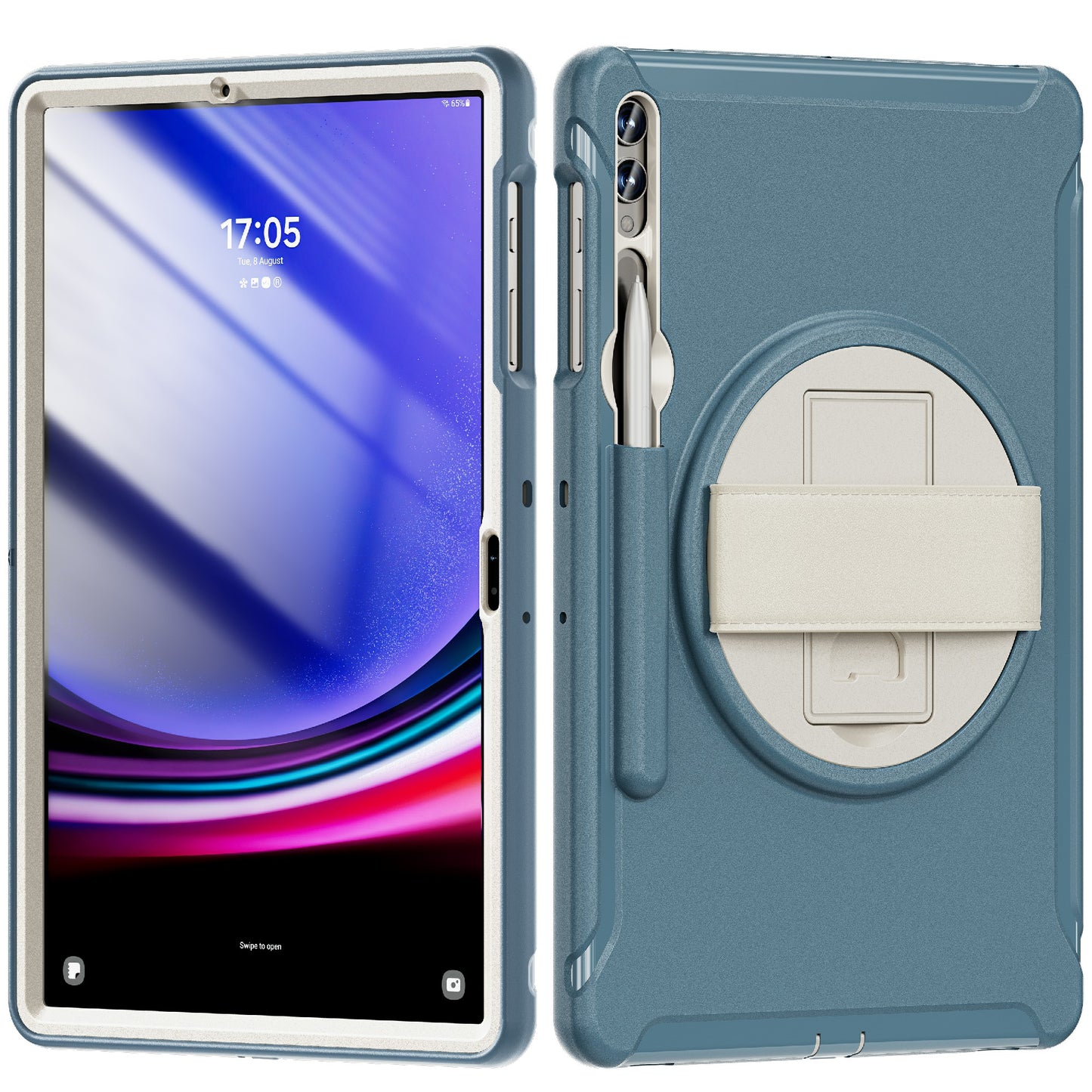 For Samsung Galaxy Tab S9 FE+ / S7+ T970 / Tab S7 FE T730 / Tab S8+ X800 / Tab S9+ X810 Case Pen Holder PC+TPU Tablet Kickstand Cover
