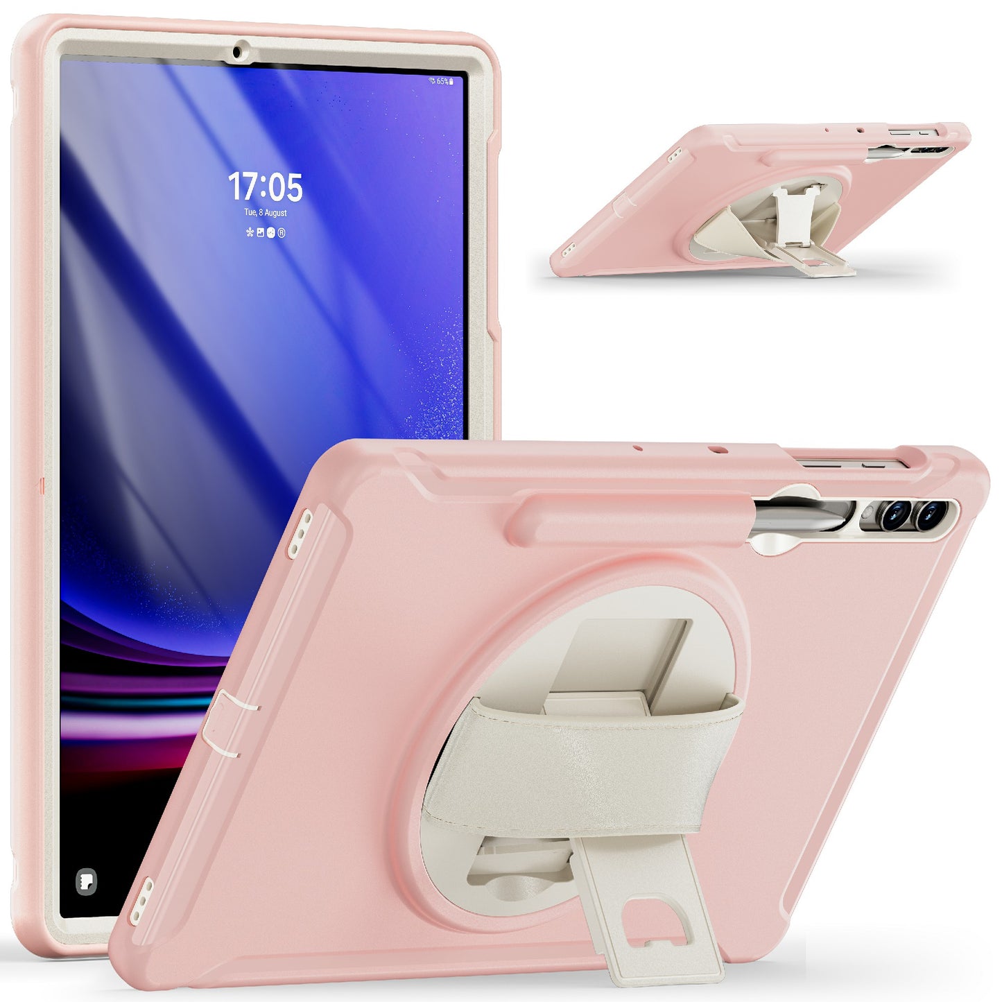 For Samsung Galaxy Tab S9 FE+ / S7+ T970 / Tab S7 FE T730 / Tab S8+ X800 / Tab S9+ X810 Case Pen Holder PC+TPU Tablet Kickstand Cover
