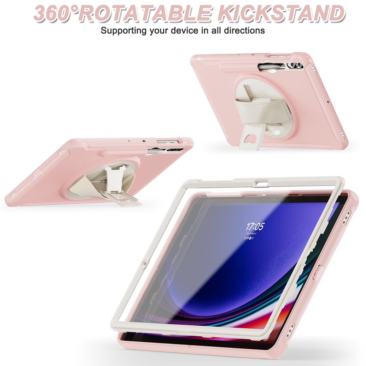 For Samsung Galaxy Tab S9 FE+ / S7+ T970 / Tab S7 FE T730 / Tab S8+ X800 / Tab S9+ X810 Case Pen Holder PC+TPU Tablet Kickstand Cover