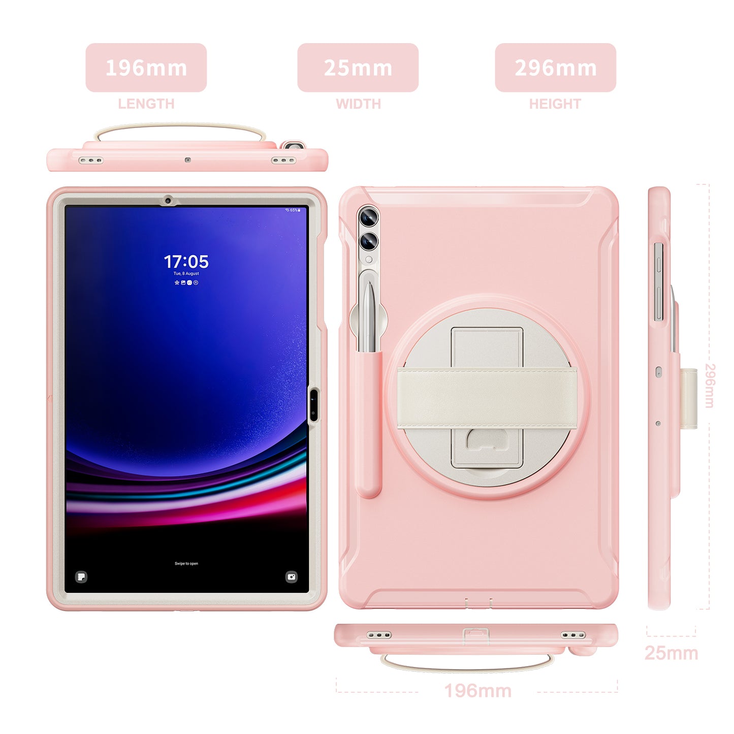 For Samsung Galaxy Tab S9 FE+ / S7+ T970 / Tab S7 FE T730 / Tab S8+ X800 / Tab S9+ X810 Case Pen Holder PC+TPU Tablet Kickstand Cover
