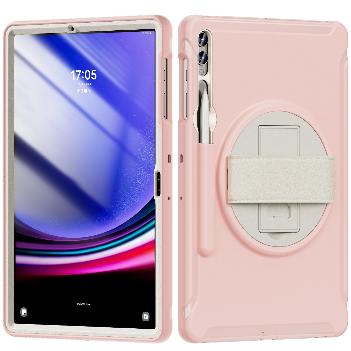 For Samsung Galaxy Tab S9 FE+ / S7+ T970 / Tab S7 FE T730 / Tab S8+ X800 / Tab S9+ X810 Case Pen Holder PC+TPU Tablet Kickstand Cover