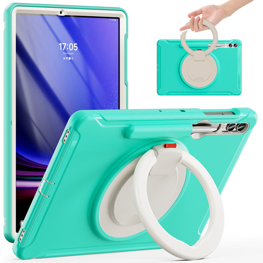 For Samsung Galaxy Tab S9 FE+ / S7+ T970 / Tab S7 FE T730 / Tab S8+ X800 / Tab S9+ X810 Case PC+TPU Rotating Kickstand Tablet Cover with Pen Holder