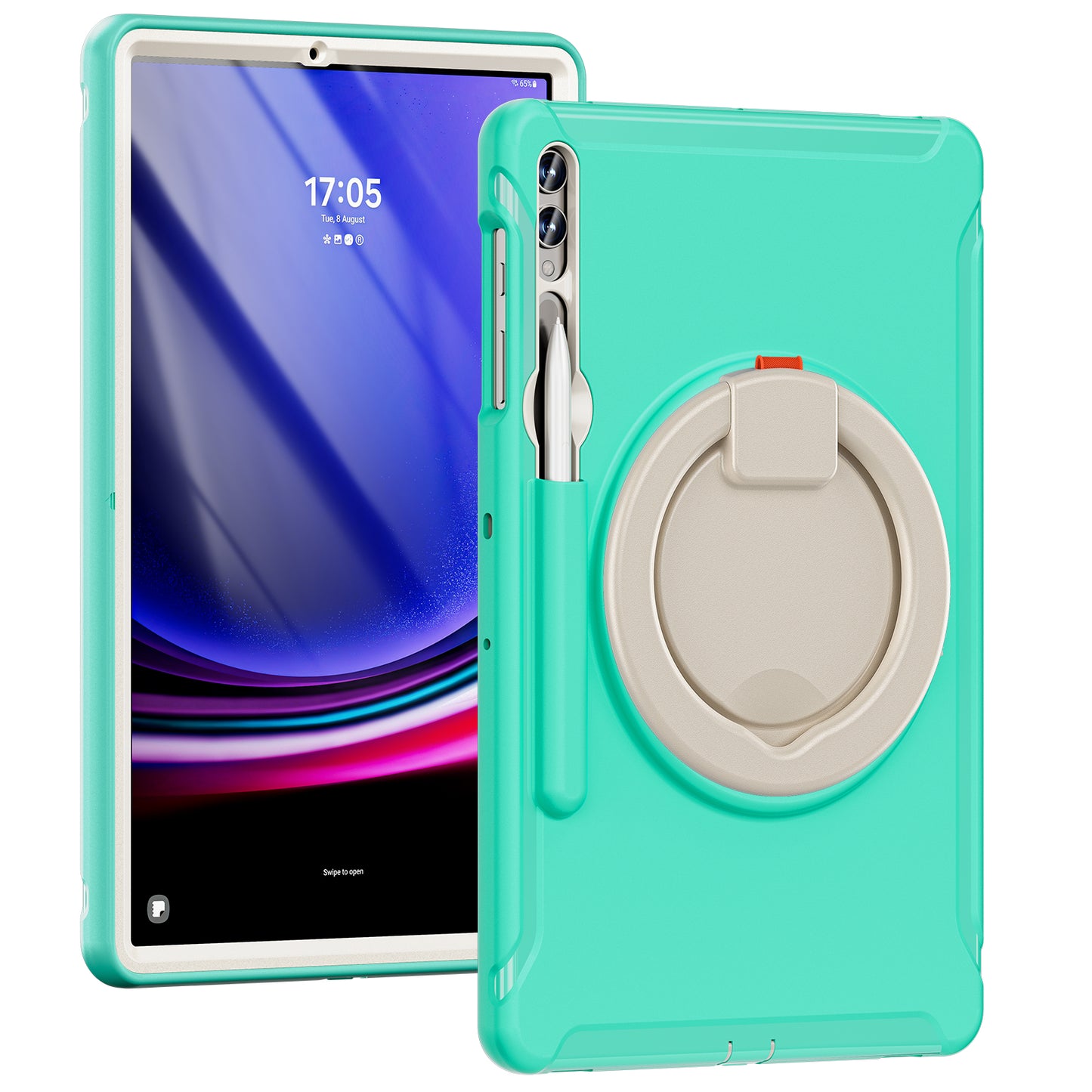 For Samsung Galaxy Tab S9 FE+ / S7+ T970 / Tab S7 FE T730 / Tab S8+ X800 / Tab S9+ X810 Case PC+TPU Rotating Kickstand Tablet Cover with Pen Holder