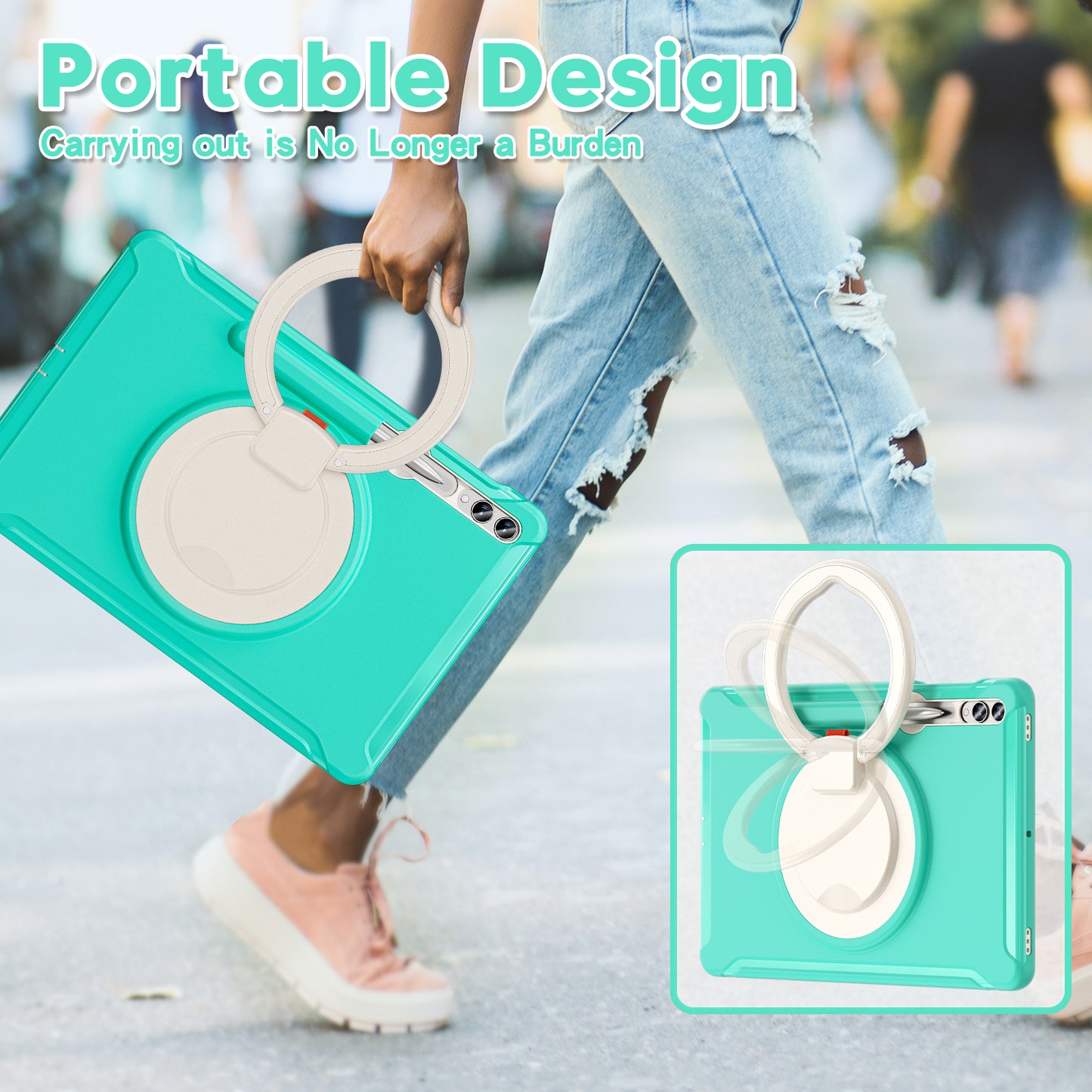 For Samsung Galaxy Tab S9 FE+ / S7+ T970 / Tab S7 FE T730 / Tab S8+ X800 / Tab S9+ X810 Case PC+TPU Rotating Kickstand Tablet Cover with Pen Holder
