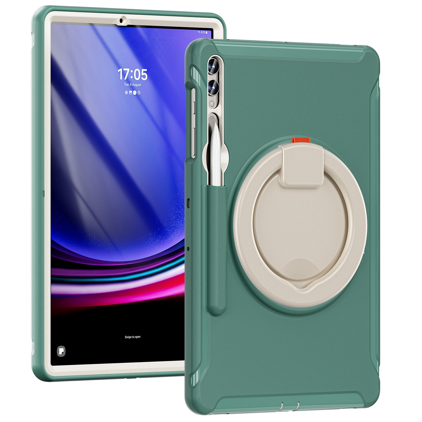 For Samsung Galaxy Tab S9 FE+ / S7+ T970 / Tab S7 FE T730 / Tab S8+ X800 / Tab S9+ X810 Case PC+TPU Rotating Kickstand Tablet Cover with Pen Holder