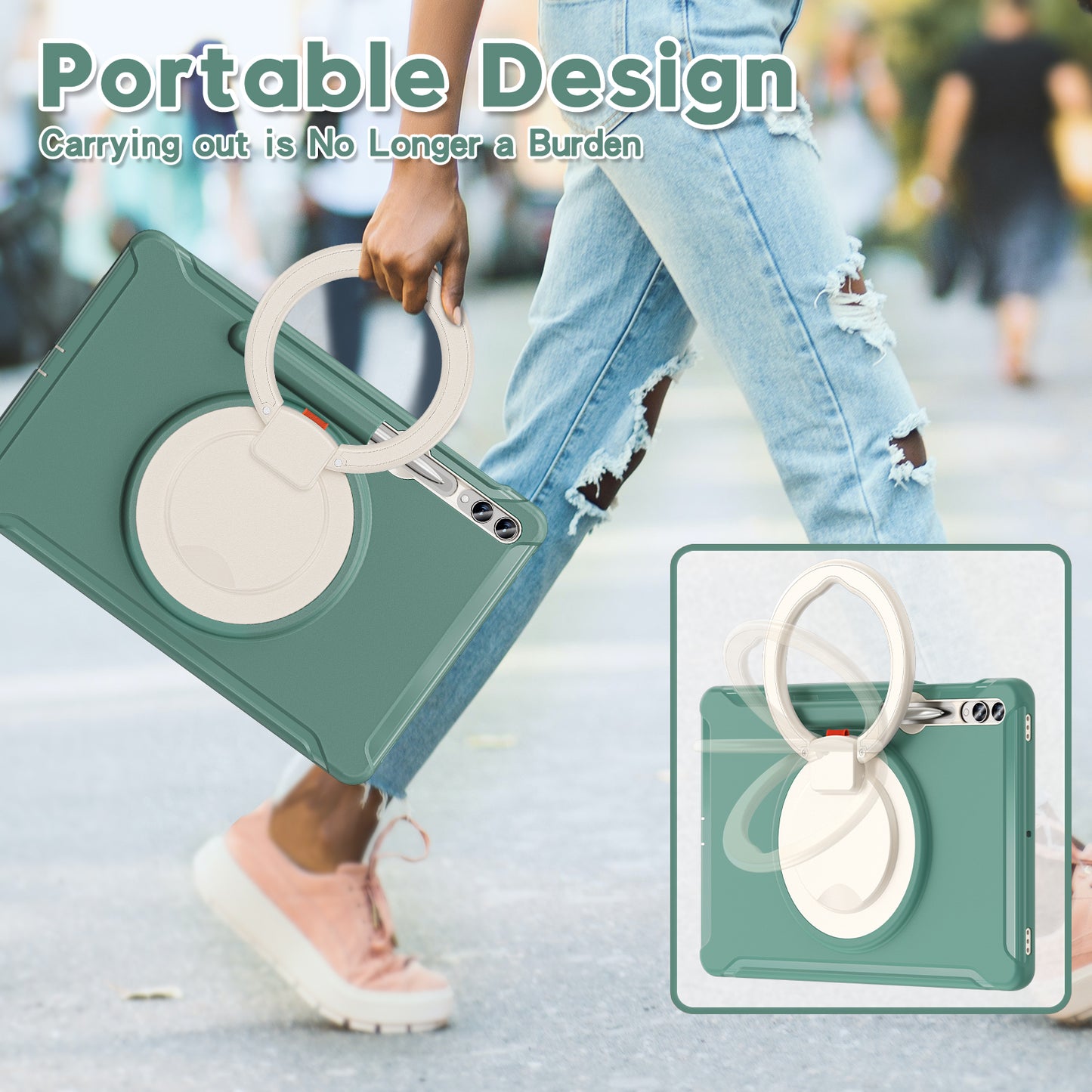 For Samsung Galaxy Tab S9 FE+ / S7+ T970 / Tab S7 FE T730 / Tab S8+ X800 / Tab S9+ X810 Case PC+TPU Rotating Kickstand Tablet Cover with Pen Holder
