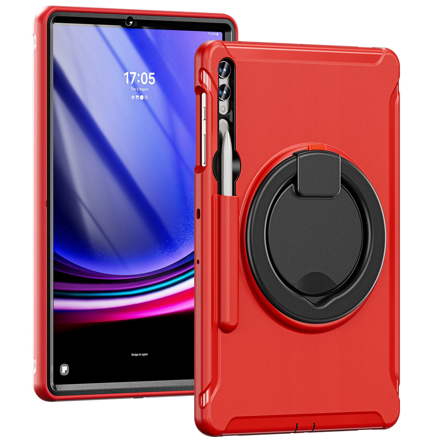For Samsung Galaxy Tab S9 FE+ / S7+ T970 / Tab S7 FE T730 / Tab S8+ X800 / Tab S9+ X810 Case PC+TPU Rotating Kickstand Tablet Cover with Pen Holder
