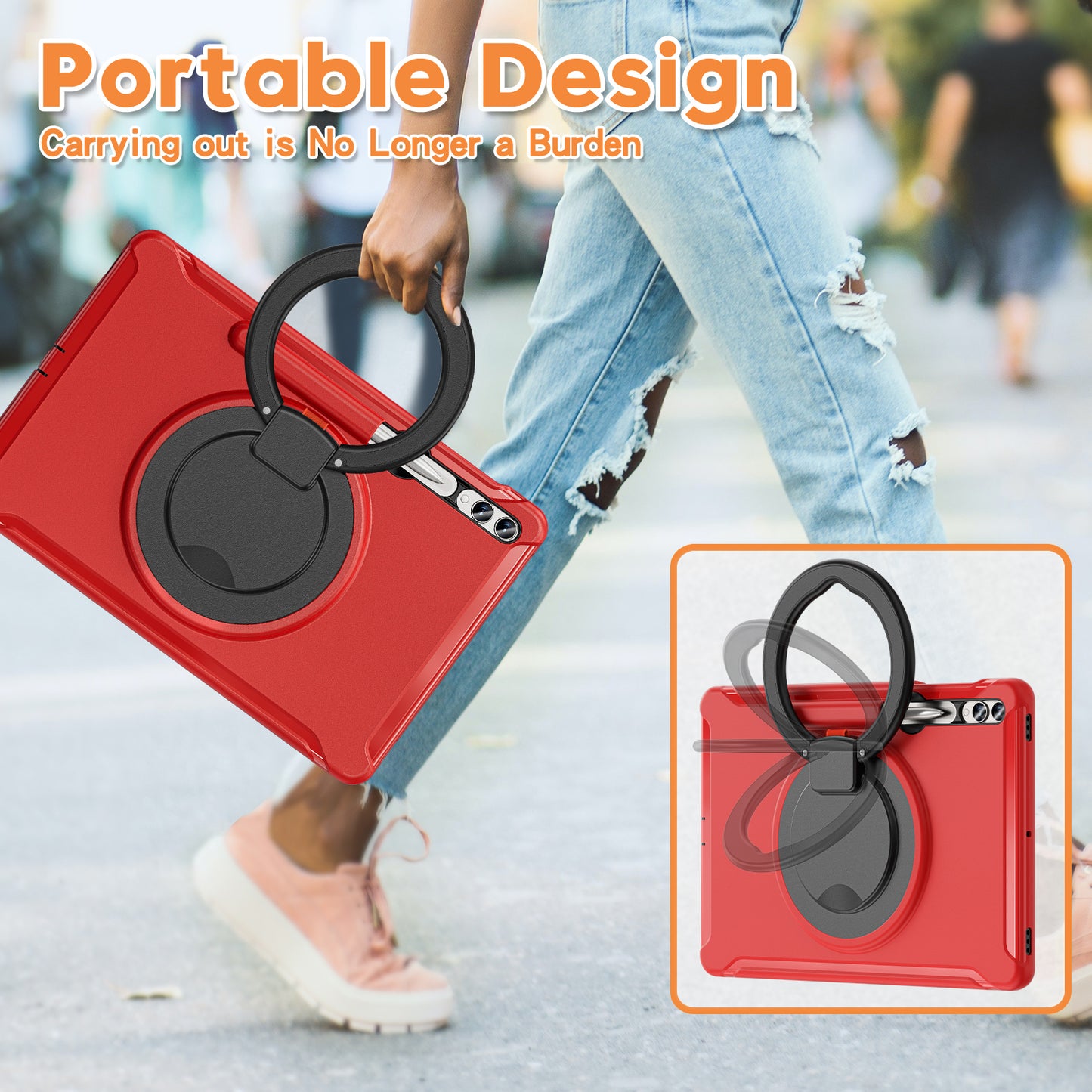 For Samsung Galaxy Tab S9 FE+ / S7+ T970 / Tab S7 FE T730 / Tab S8+ X800 / Tab S9+ X810 Case PC+TPU Rotating Kickstand Tablet Cover with Pen Holder