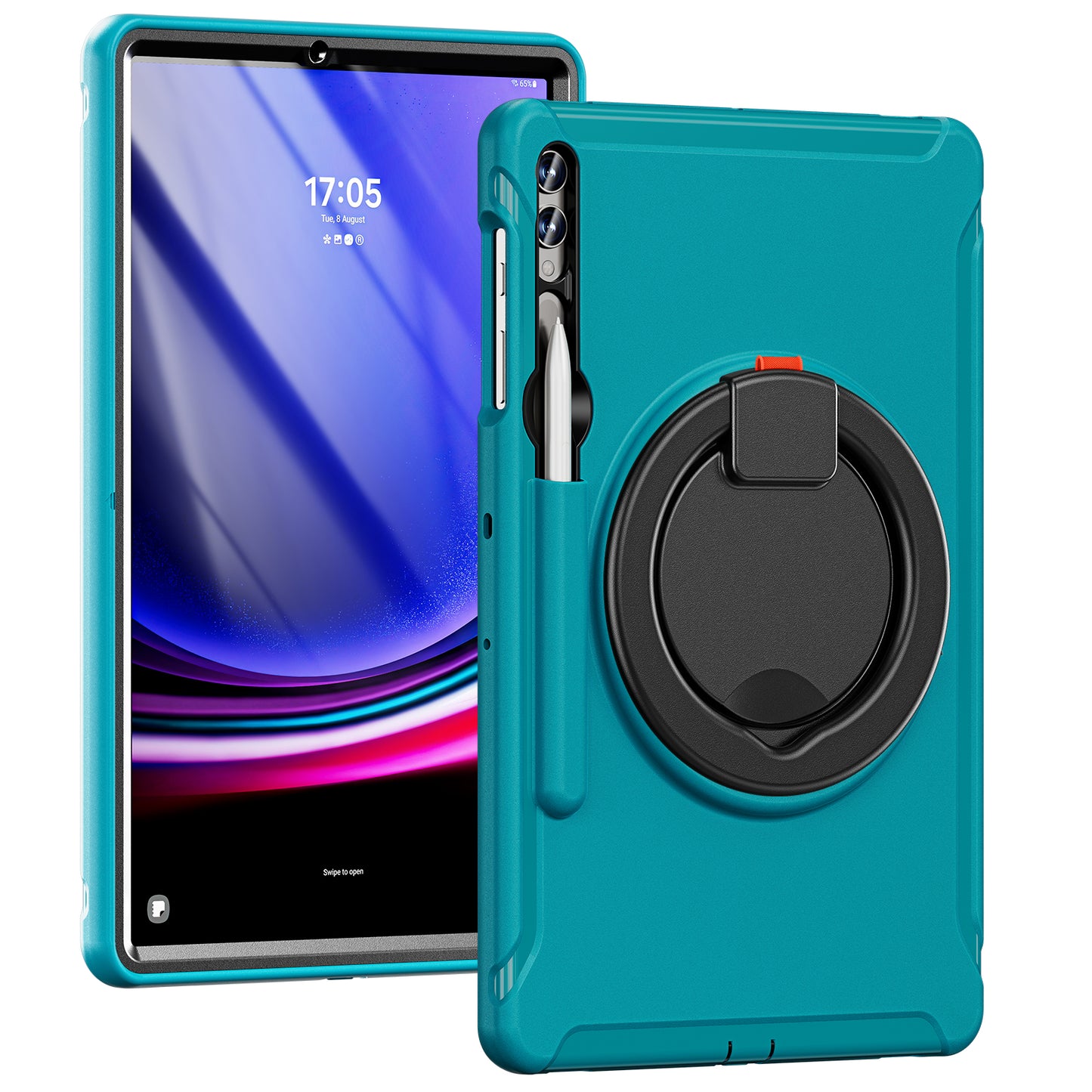 For Samsung Galaxy Tab S9 FE+ / S7+ T970 / Tab S7 FE T730 / Tab S8+ X800 / Tab S9+ X810 Case PC+TPU Rotating Kickstand Tablet Cover with Pen Holder