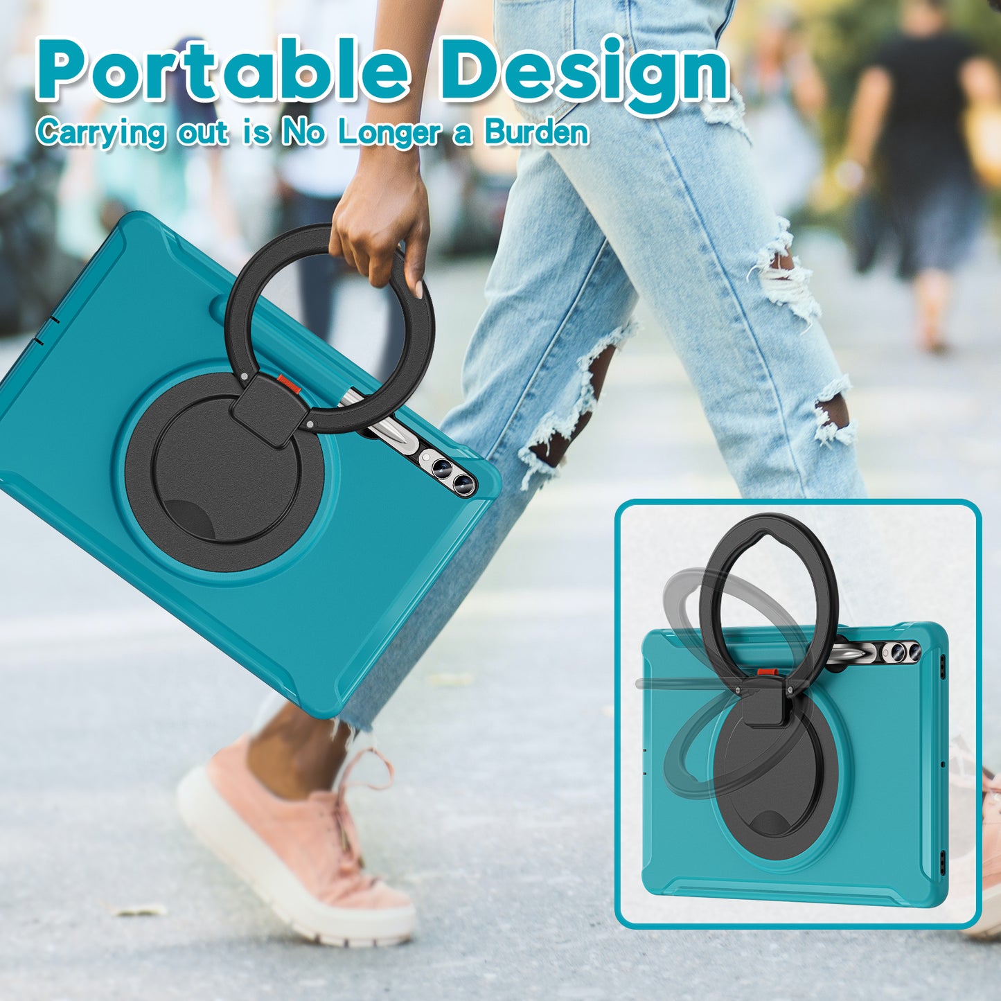 For Samsung Galaxy Tab S9 FE+ / S7+ T970 / Tab S7 FE T730 / Tab S8+ X800 / Tab S9+ X810 Case PC+TPU Rotating Kickstand Tablet Cover with Pen Holder