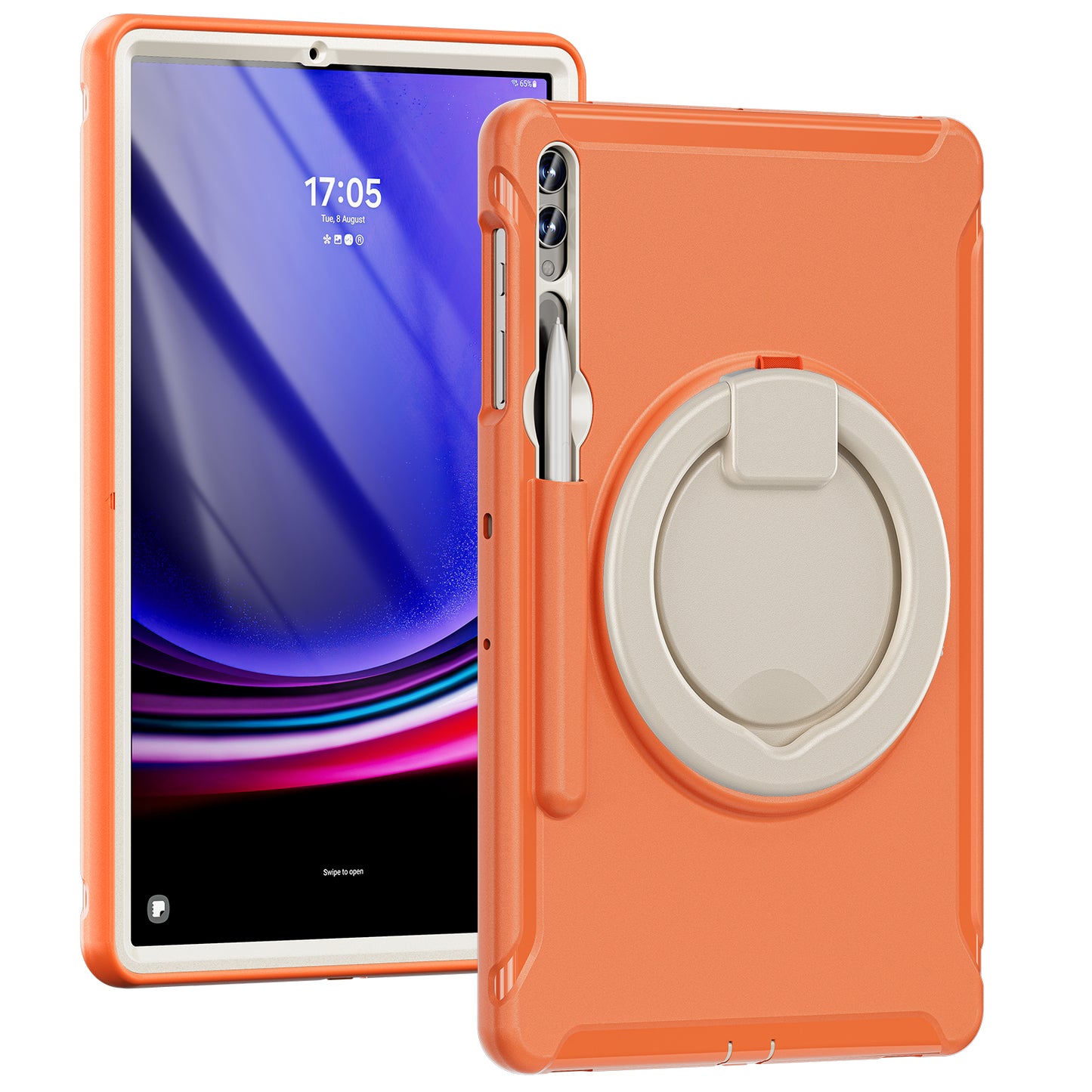 For Samsung Galaxy Tab S9 FE+ / S7+ T970 / Tab S7 FE T730 / Tab S8+ X800 / Tab S9+ X810 Case PC+TPU Rotating Kickstand Tablet Cover with Pen Holder
