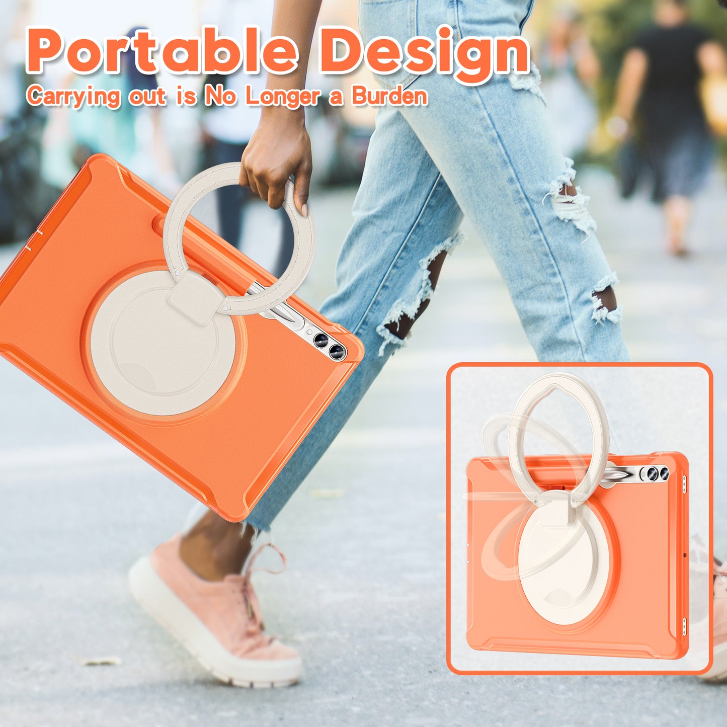 For Samsung Galaxy Tab S9 FE+ / S7+ T970 / Tab S7 FE T730 / Tab S8+ X800 / Tab S9+ X810 Case PC+TPU Rotating Kickstand Tablet Cover with Pen Holder