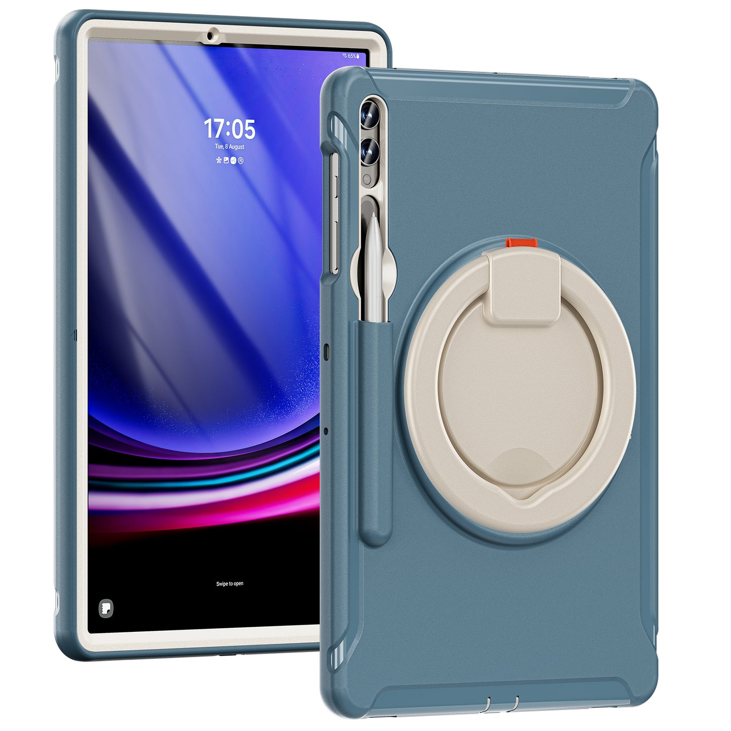 For Samsung Galaxy Tab S9 FE+ / S7+ T970 / Tab S7 FE T730 / Tab S8+ X800 / Tab S9+ X810 Case PC+TPU Rotating Kickstand Tablet Cover with Pen Holder