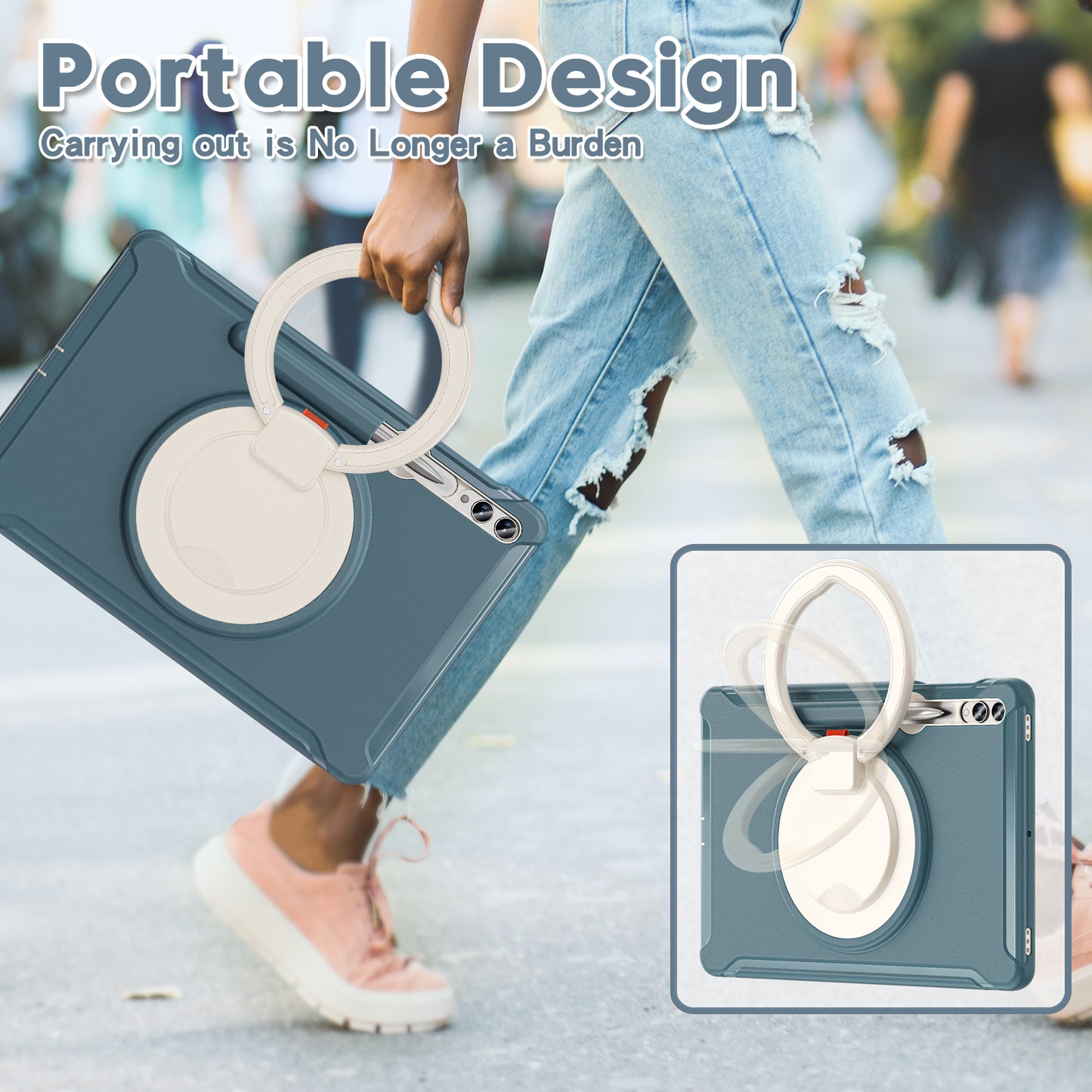 For Samsung Galaxy Tab S9 FE+ / S7+ T970 / Tab S7 FE T730 / Tab S8+ X800 / Tab S9+ X810 Case PC+TPU Rotating Kickstand Tablet Cover with Pen Holder