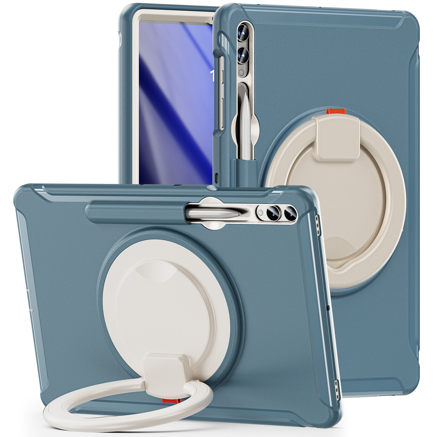 For Samsung Galaxy Tab S9 FE+ / S7+ T970 / Tab S7 FE T730 / Tab S8+ X800 / Tab S9+ X810 Case PC+TPU Rotating Kickstand Tablet Cover with Pen Holder