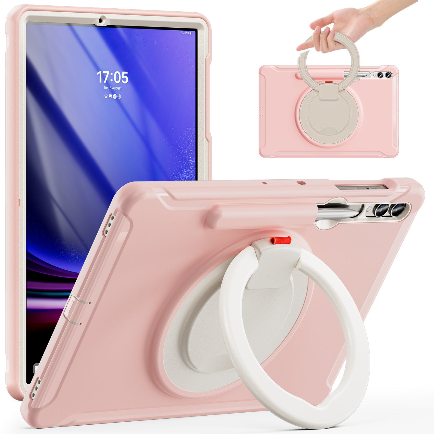 For Samsung Galaxy Tab S9 FE+ / S7+ T970 / Tab S7 FE T730 / Tab S8+ X800 / Tab S9+ X810 Case PC+TPU Rotating Kickstand Tablet Cover with Pen Holder