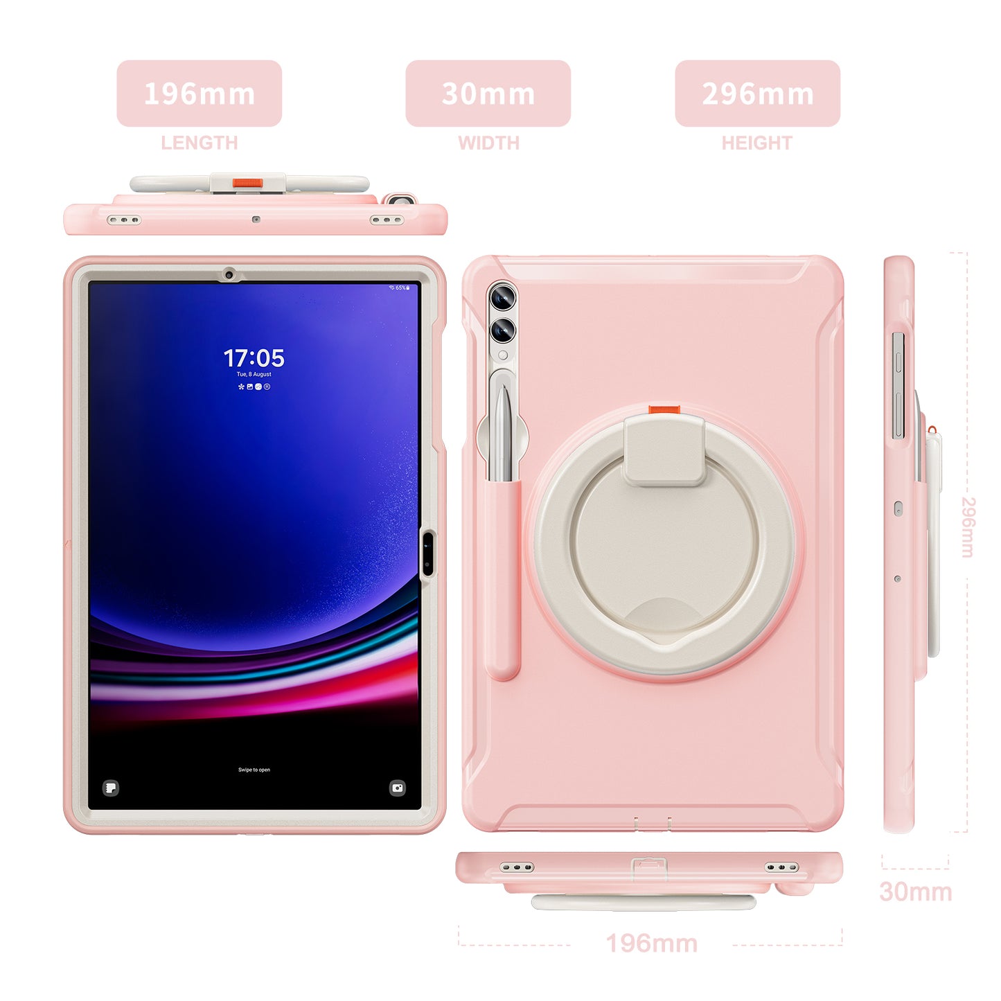 For Samsung Galaxy Tab S9 FE+ / S7+ T970 / Tab S7 FE T730 / Tab S8+ X800 / Tab S9+ X810 Case PC+TPU Rotating Kickstand Tablet Cover with Pen Holder