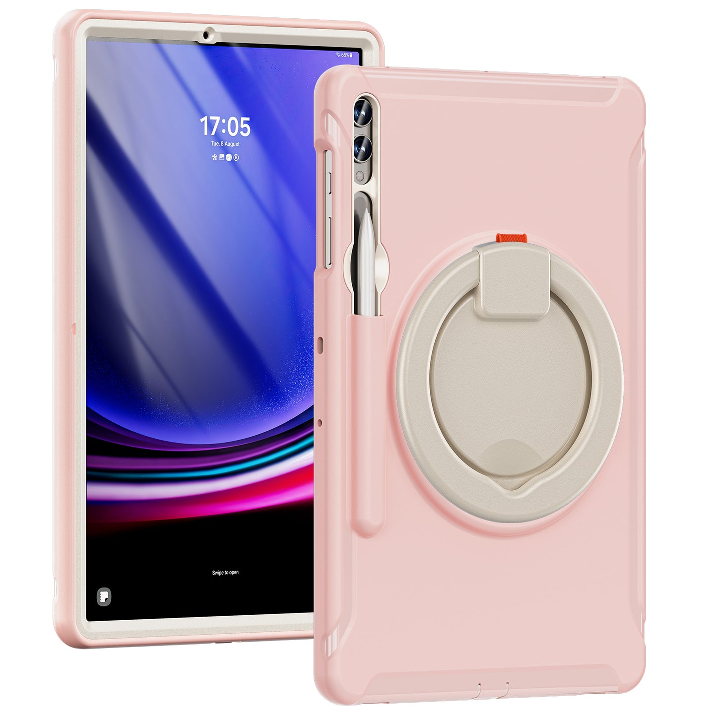 For Samsung Galaxy Tab S9 FE+ / S7+ T970 / Tab S7 FE T730 / Tab S8+ X800 / Tab S9+ X810 Case PC+TPU Rotating Kickstand Tablet Cover with Pen Holder