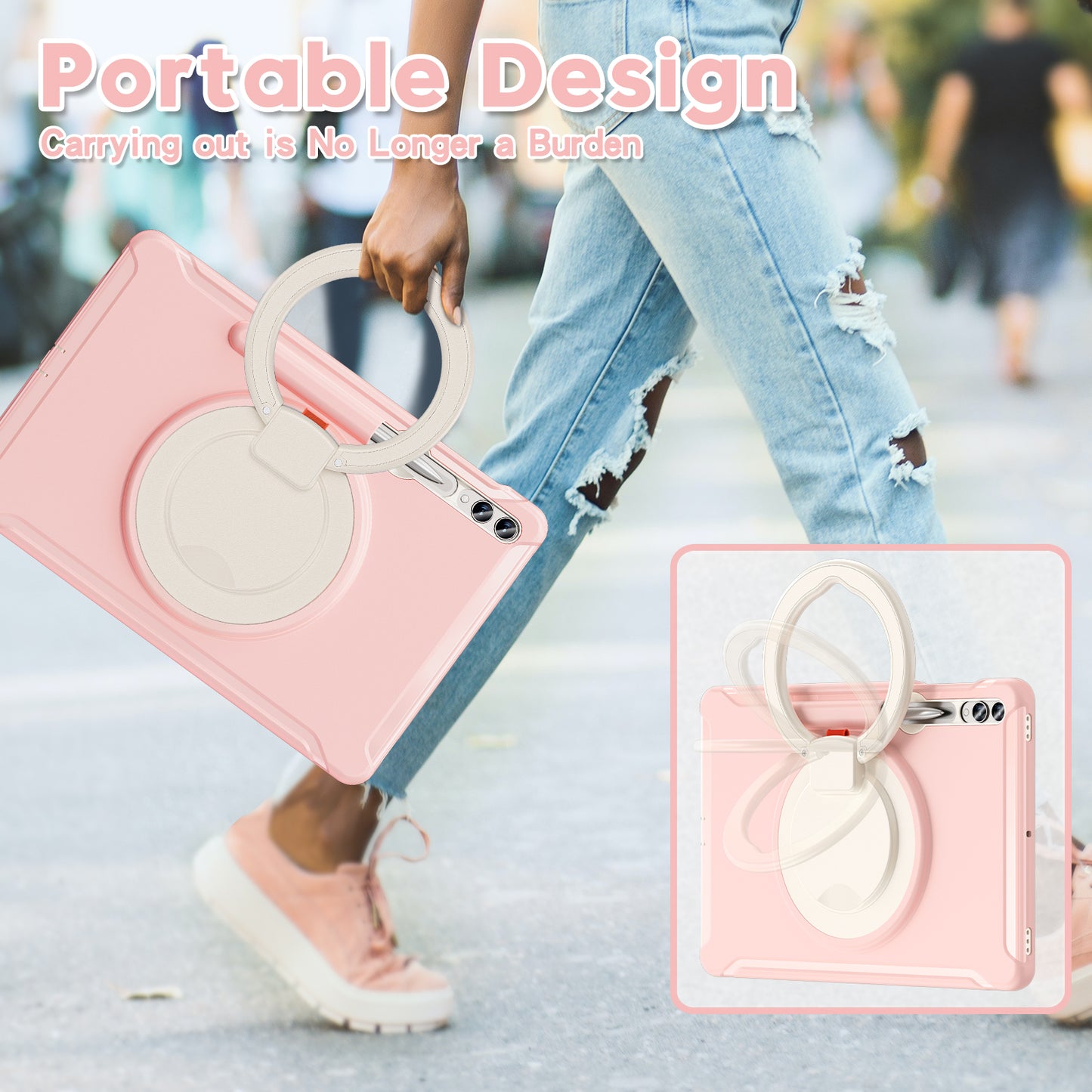 For Samsung Galaxy Tab S9 FE+ / S7+ T970 / Tab S7 FE T730 / Tab S8+ X800 / Tab S9+ X810 Case PC+TPU Rotating Kickstand Tablet Cover with Pen Holder