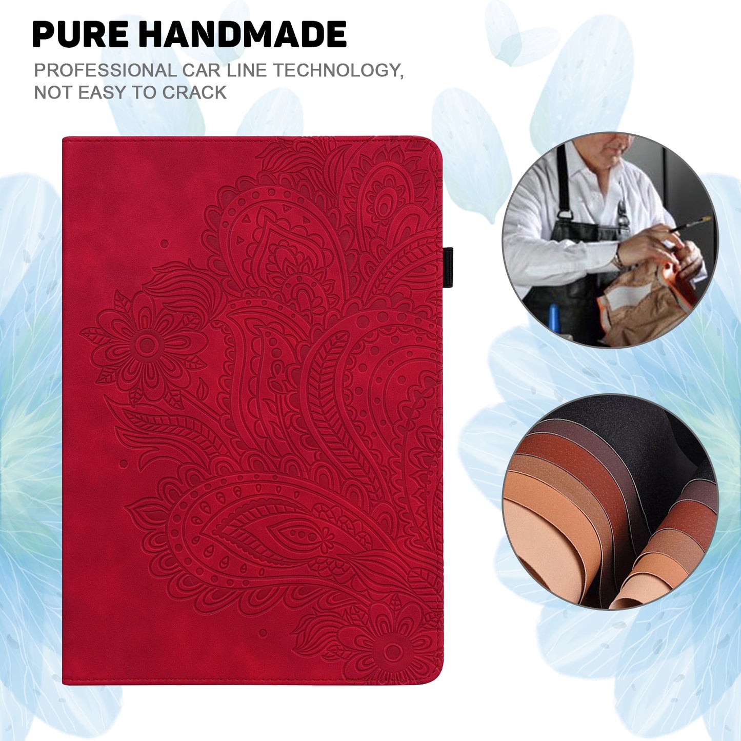 For Samsung Galaxy Tab A9 Case Flower Imprint Tablet Stand Cover