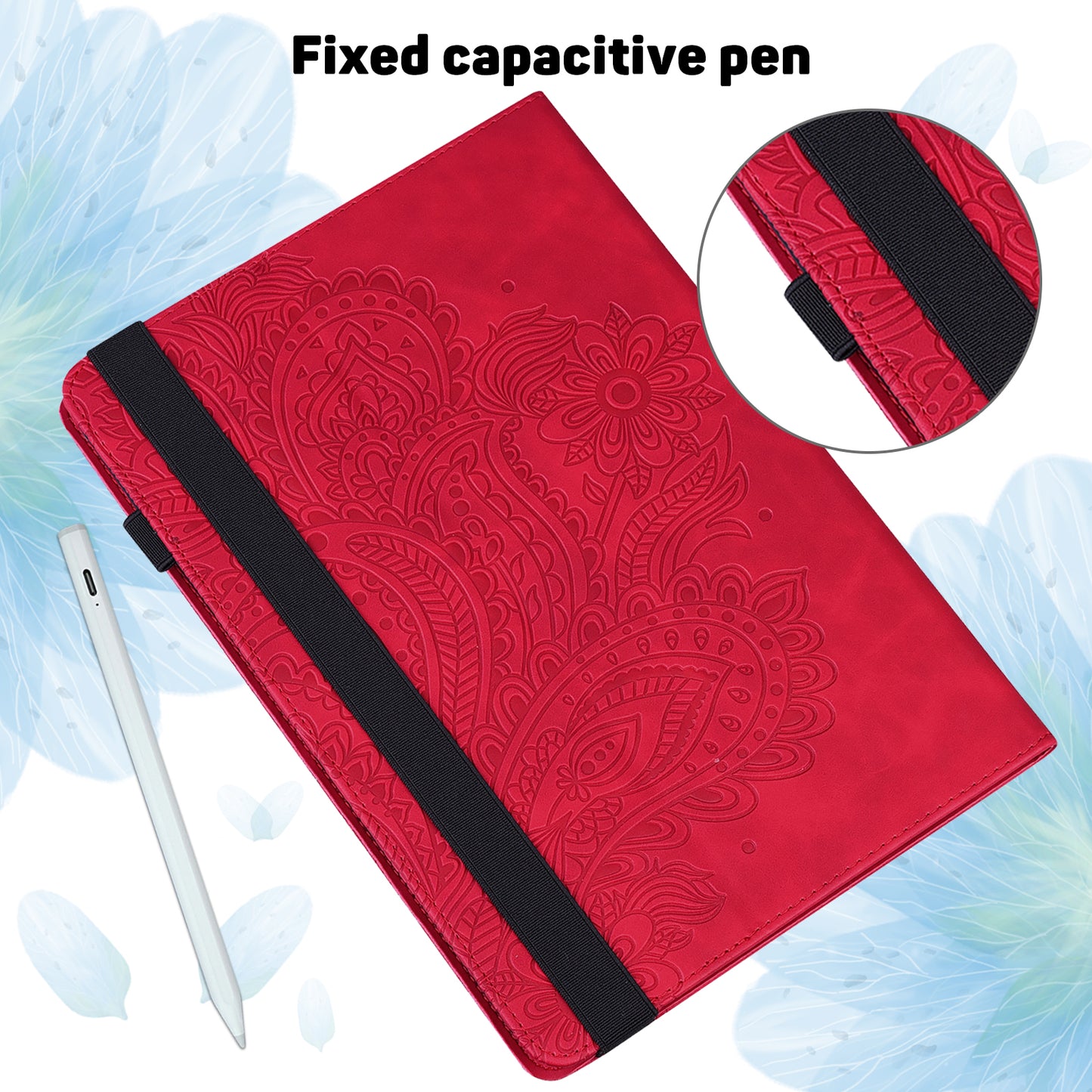 For Samsung Galaxy Tab A9 Case Flower Imprint Tablet Stand Cover