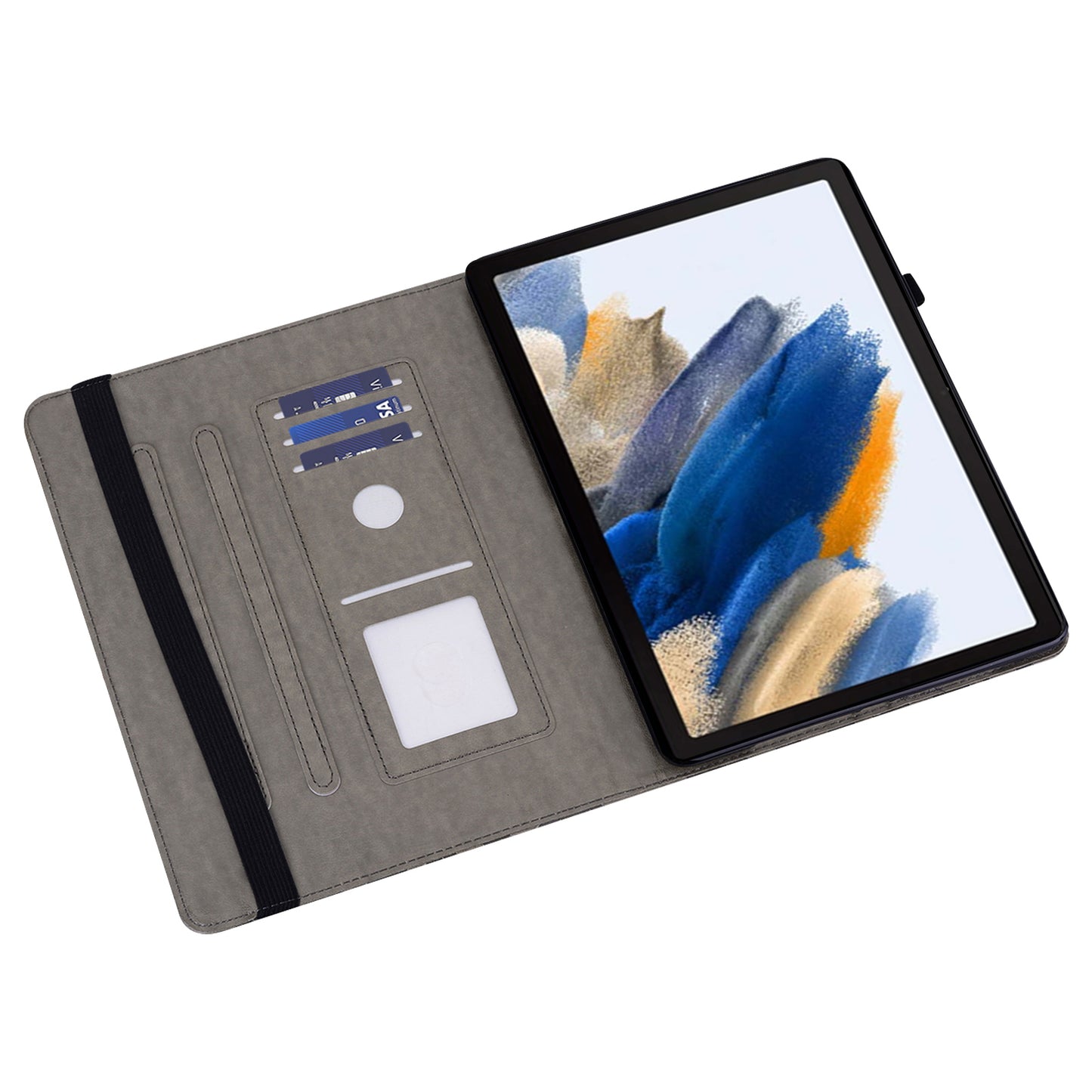 For Samsung Galaxy Tab A9+ Cover Imprinted Stand PU Leather Card Holder Tablet Case