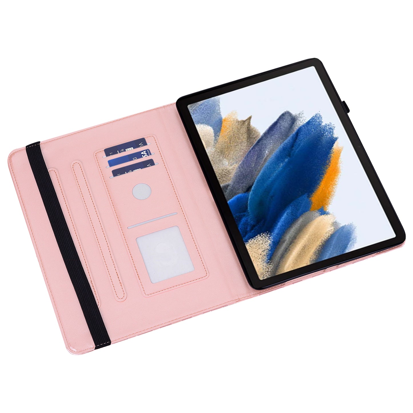 For Samsung Galaxy Tab A9+ Cover Imprinted Stand PU Leather Card Holder Tablet Case