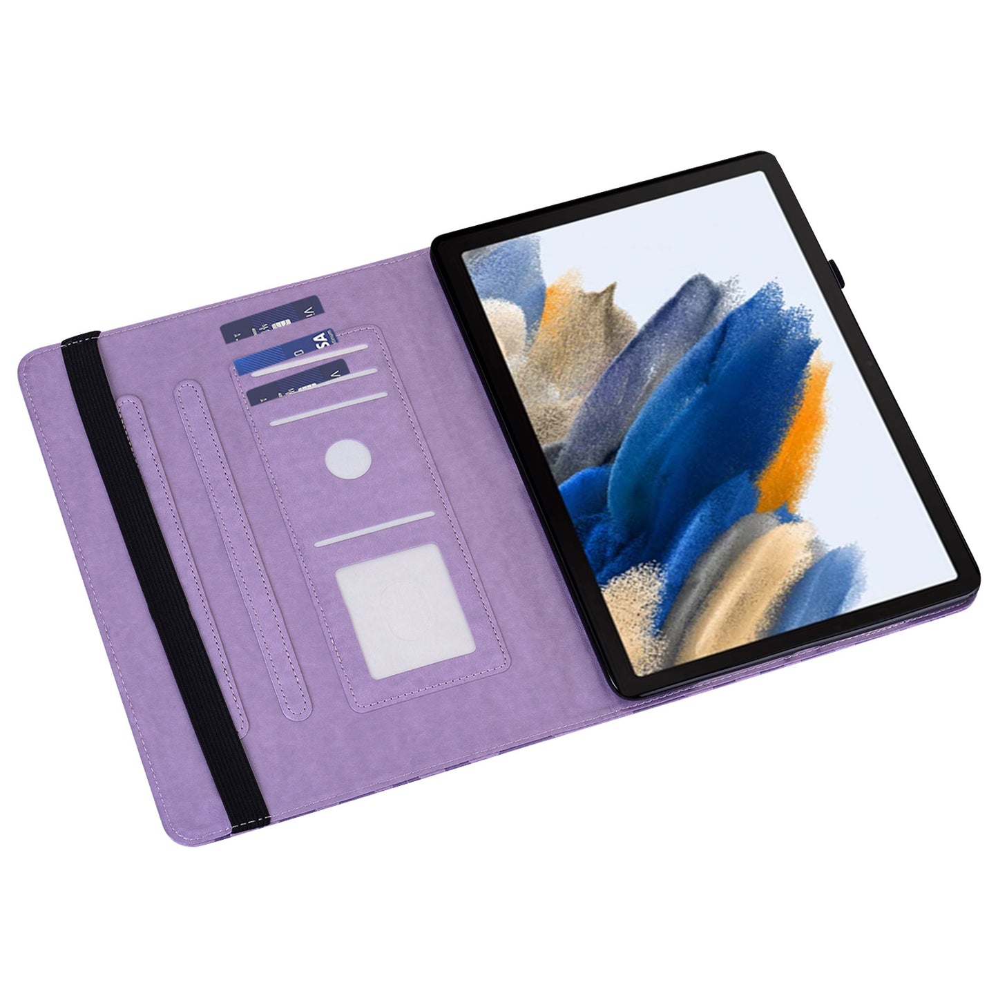 For Samsung Galaxy Tab A9+ Cover Imprinted Stand PU Leather Card Holder Tablet Case