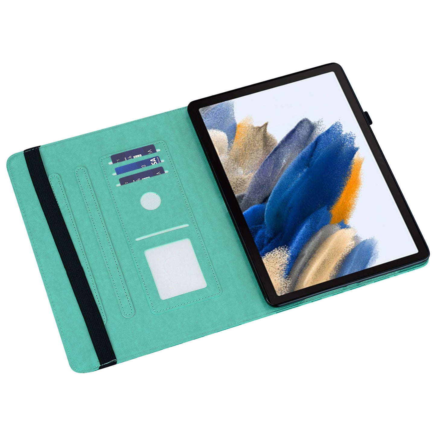 For Samsung Galaxy Tab A9+ Cover Imprinted Stand PU Leather Card Holder Tablet Case
