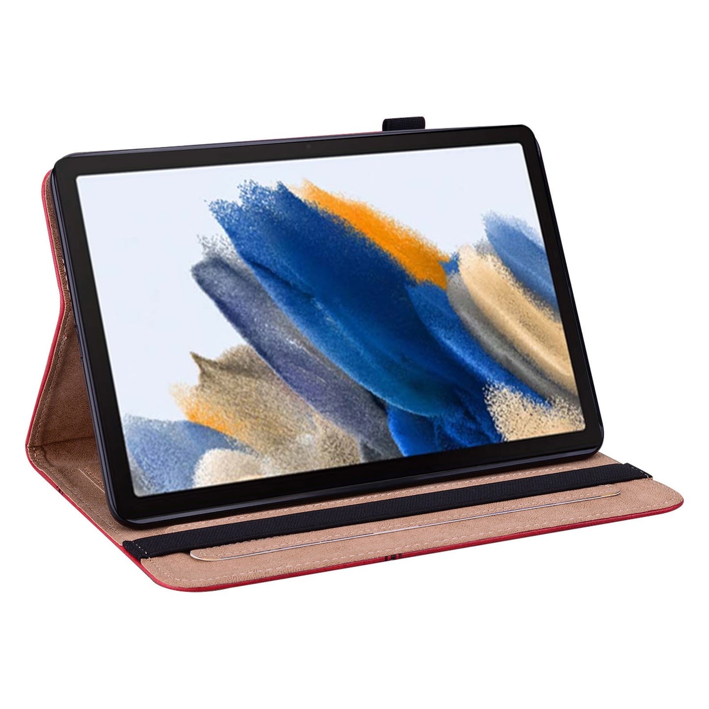 For Samsung Galaxy Tab A9+ Case PU Leather Line Imprinted Tablet Cover with Card Slots