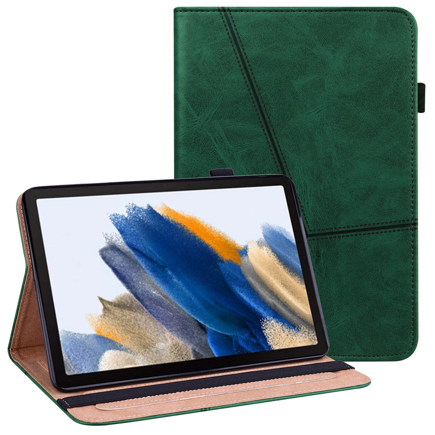 For Samsung Galaxy Tab A9+ Case PU Leather Line Imprinted Tablet Cover with Card Slots