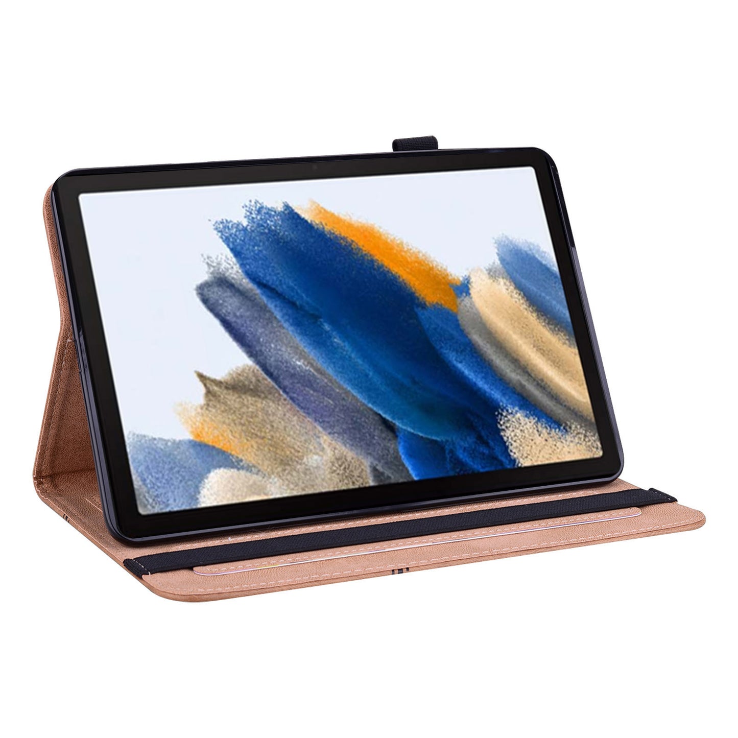 For Samsung Galaxy Tab A9+ Case PU Leather Line Imprinted Tablet Cover with Card Slots
